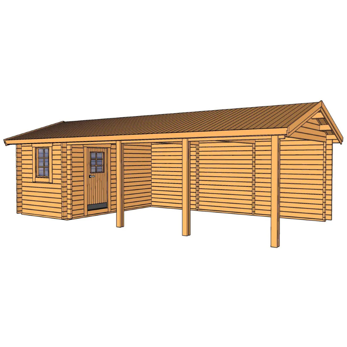 Carport Baseco Grannäs 31 m² med Förråd & Sadeltak