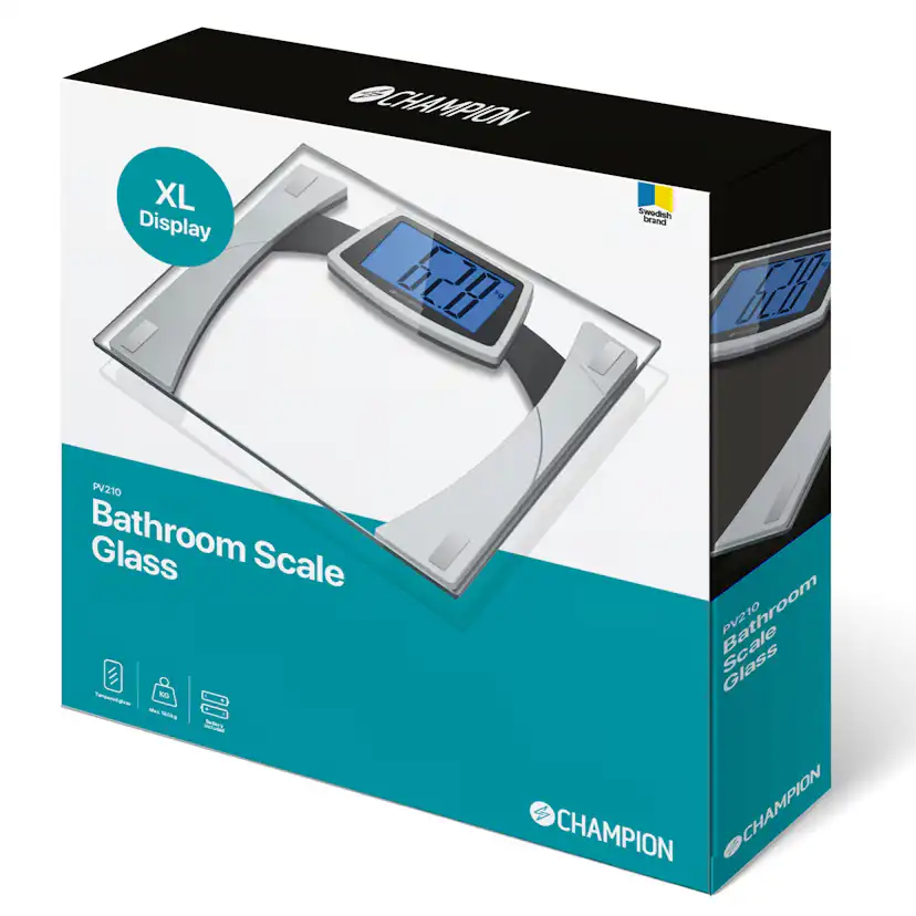 Personvåg Champion XL Display Glas PV210 Silver/Svart