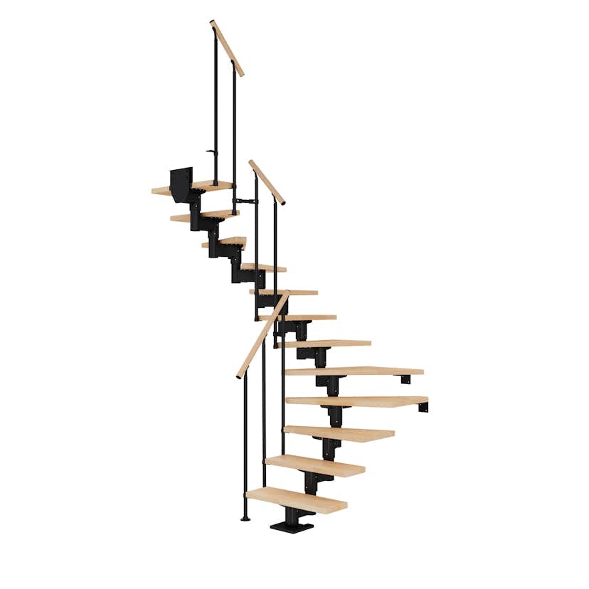 Spartrappa Dolle Cork Bok Steg 1/2 Svängd Classic II Räcke Svart, Max Takhöjd: 2220-2700 mm