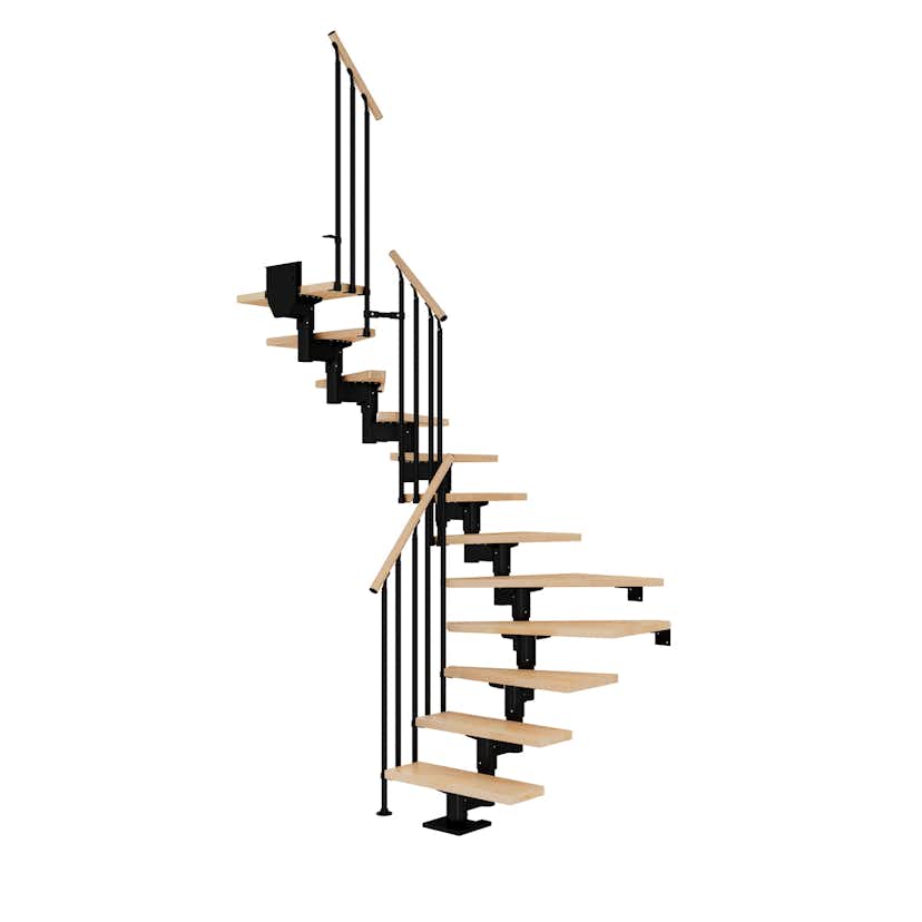 Spartrappa Dolle Cork Bok Steg 1/2 Svängd Classic III Räcke Svart, Max Takhöjd: 2590-3150 mm