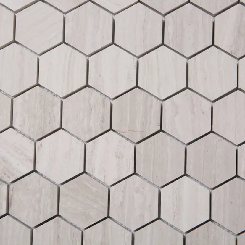 Natursten ArtStone Woodlight Gravin Hexagon Polerad 5x5 cm