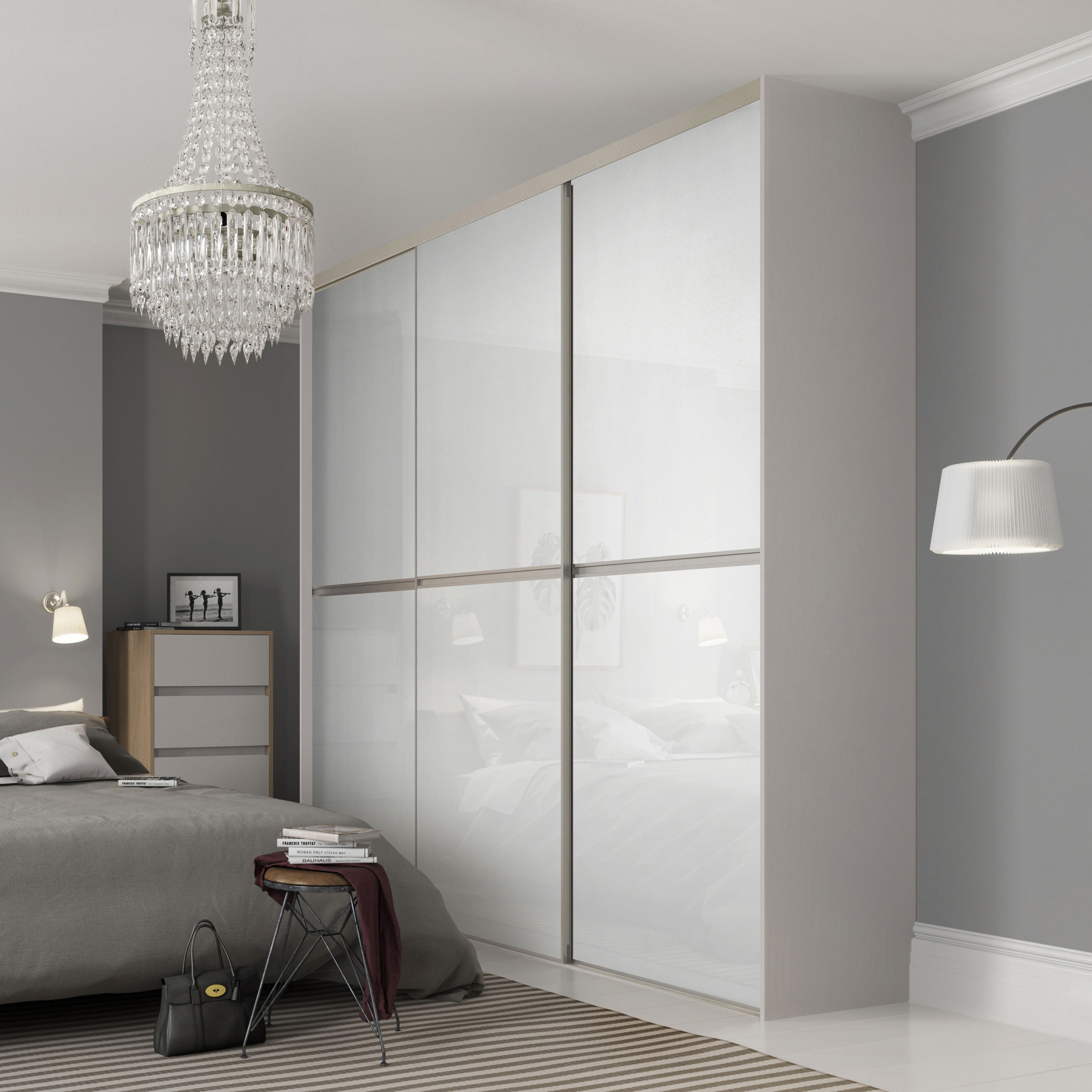 Skjutdörr Lundbergs Decotique Vitt Glas 2 Paneler