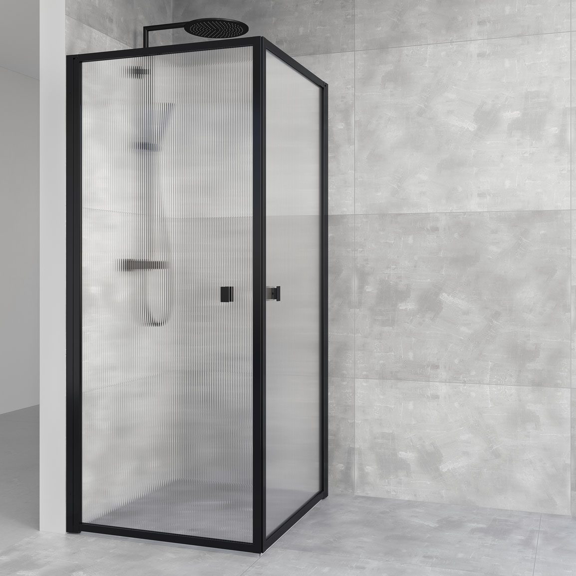 Duschhörn Macro Design Empire Hörna Svart Linjeglas 99x89 cm, Svart, Linjeglas