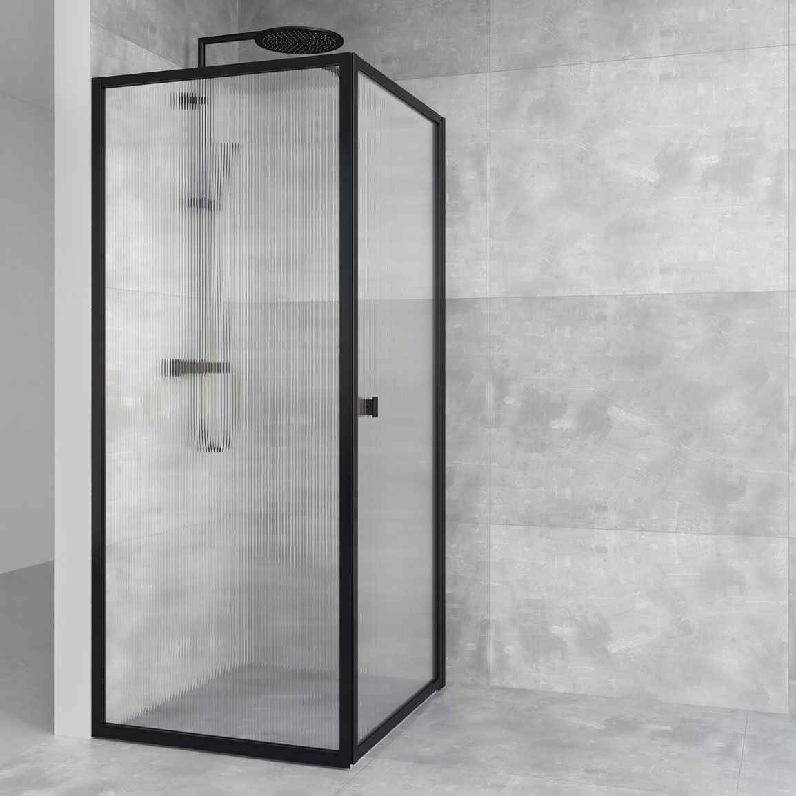 Duschhörn Macro Design Empire Swing Svart Linjeglas 125x79 cm, Svart, Linjeglas