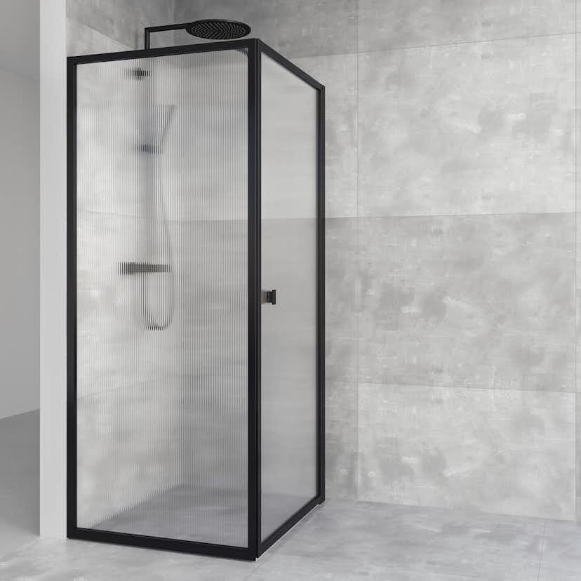 Duschhörn Macro Design Empire Swing Svart Linjeglas 125x79 cm, Svart, Linjeglas