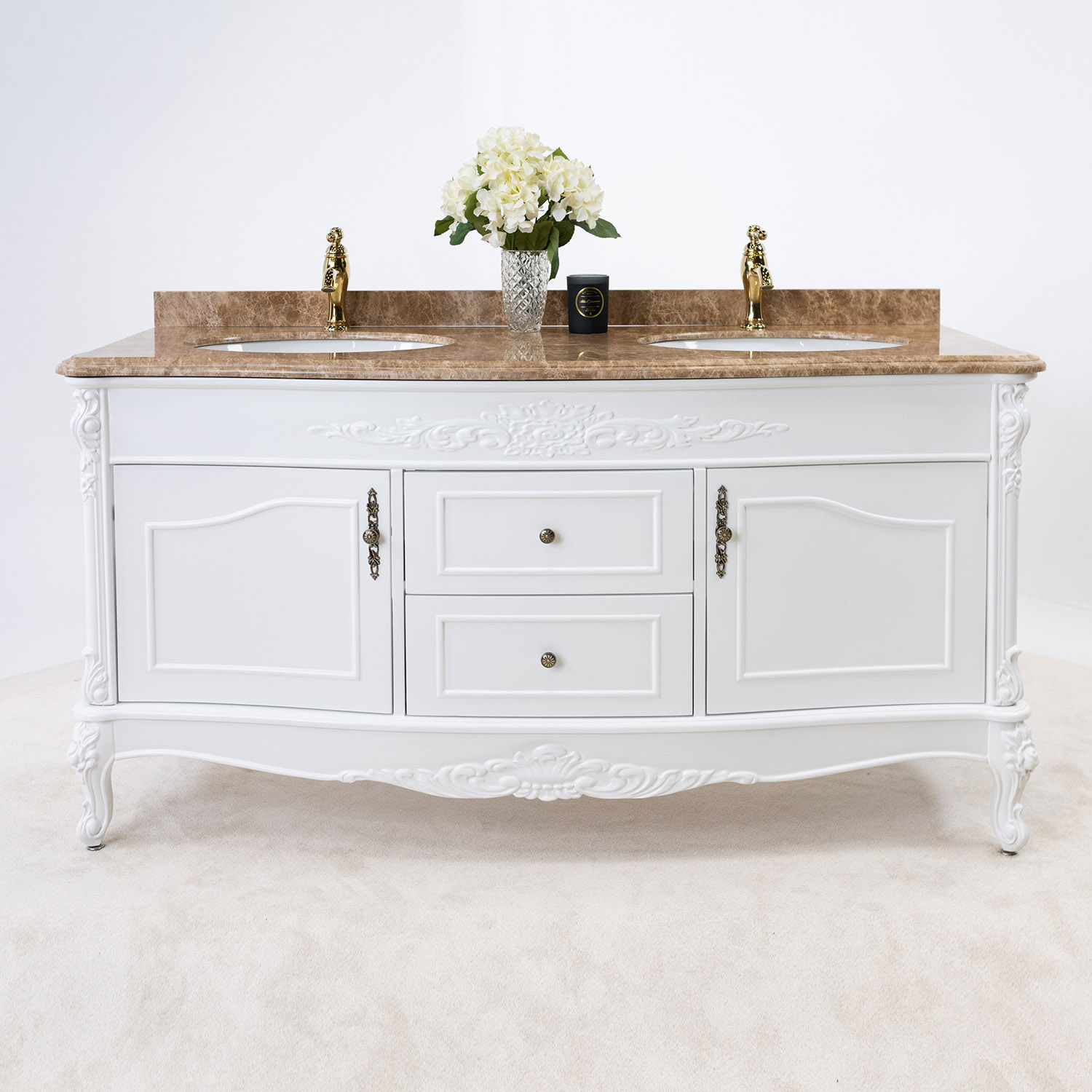 Tvättställsskåp Vesani Ottawa Dubbel Beige Marmor