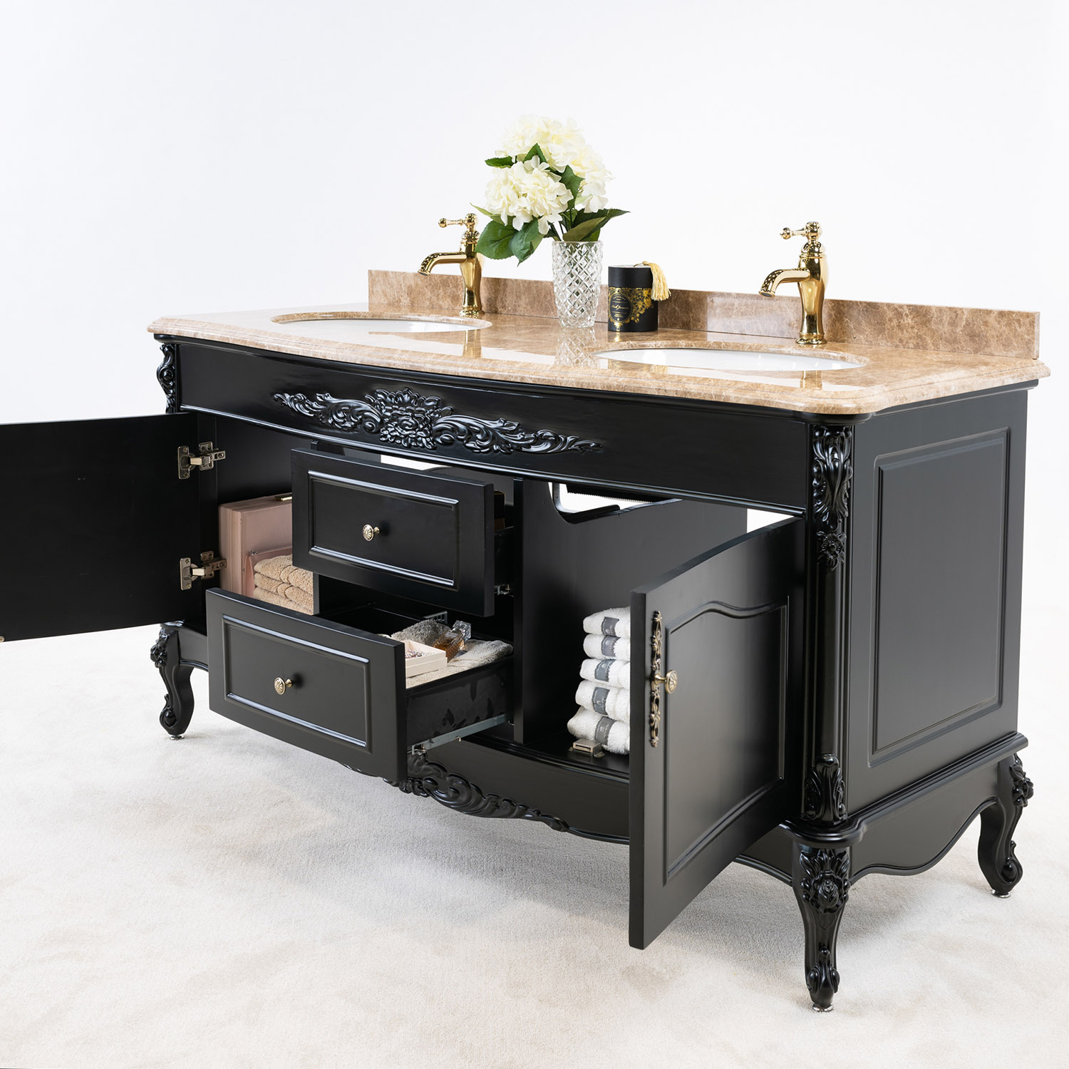 Tvättställsskåp Vesani Ottawa Dubbel Beige Marmor