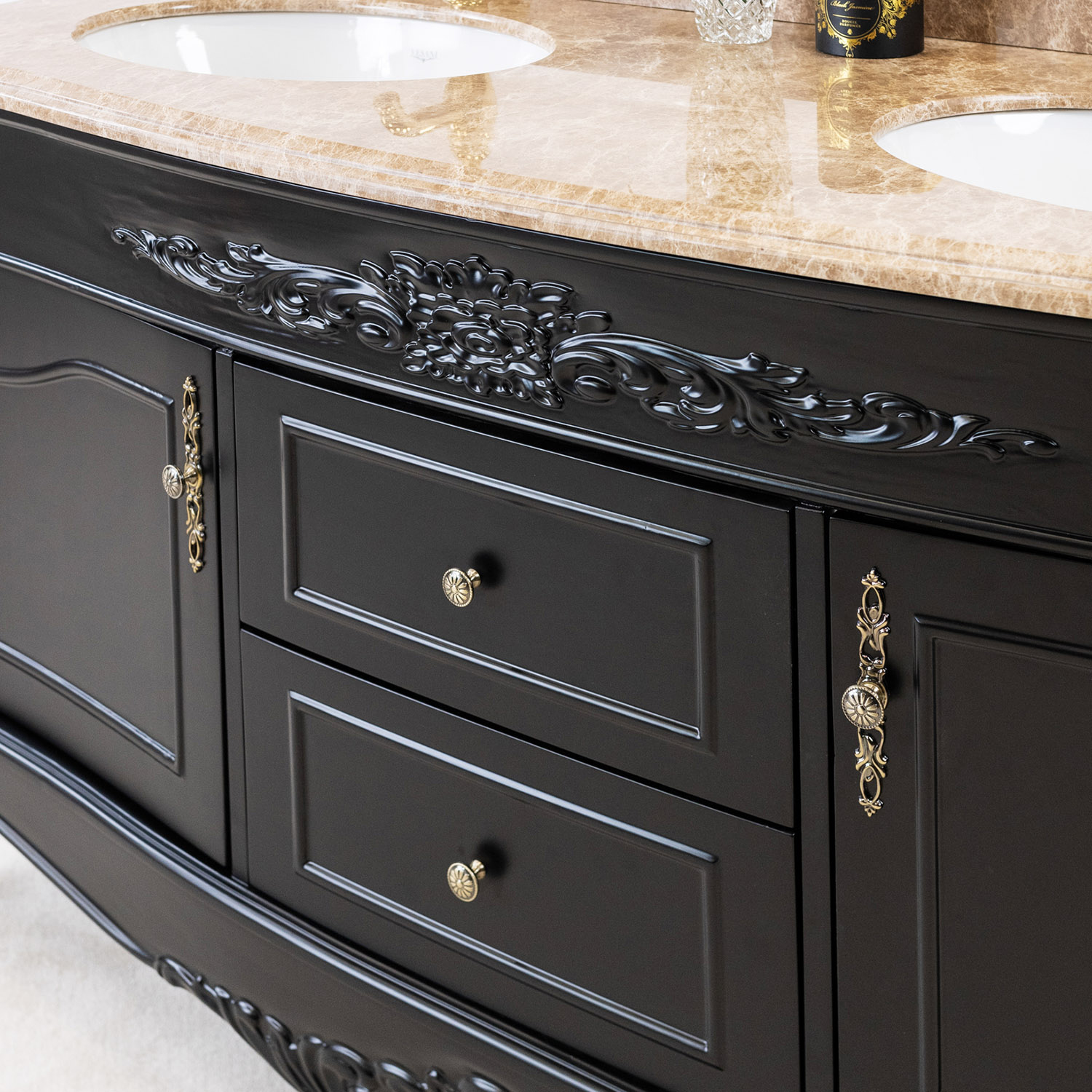 Tvättställsskåp Vesani Ottawa Dubbel Beige Marmor