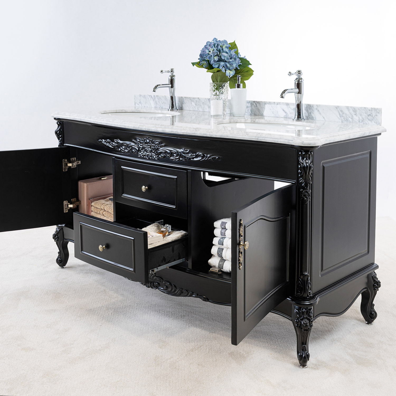 Tvättställsskåp Vesani Ottawa Dubbel Vit Marmor