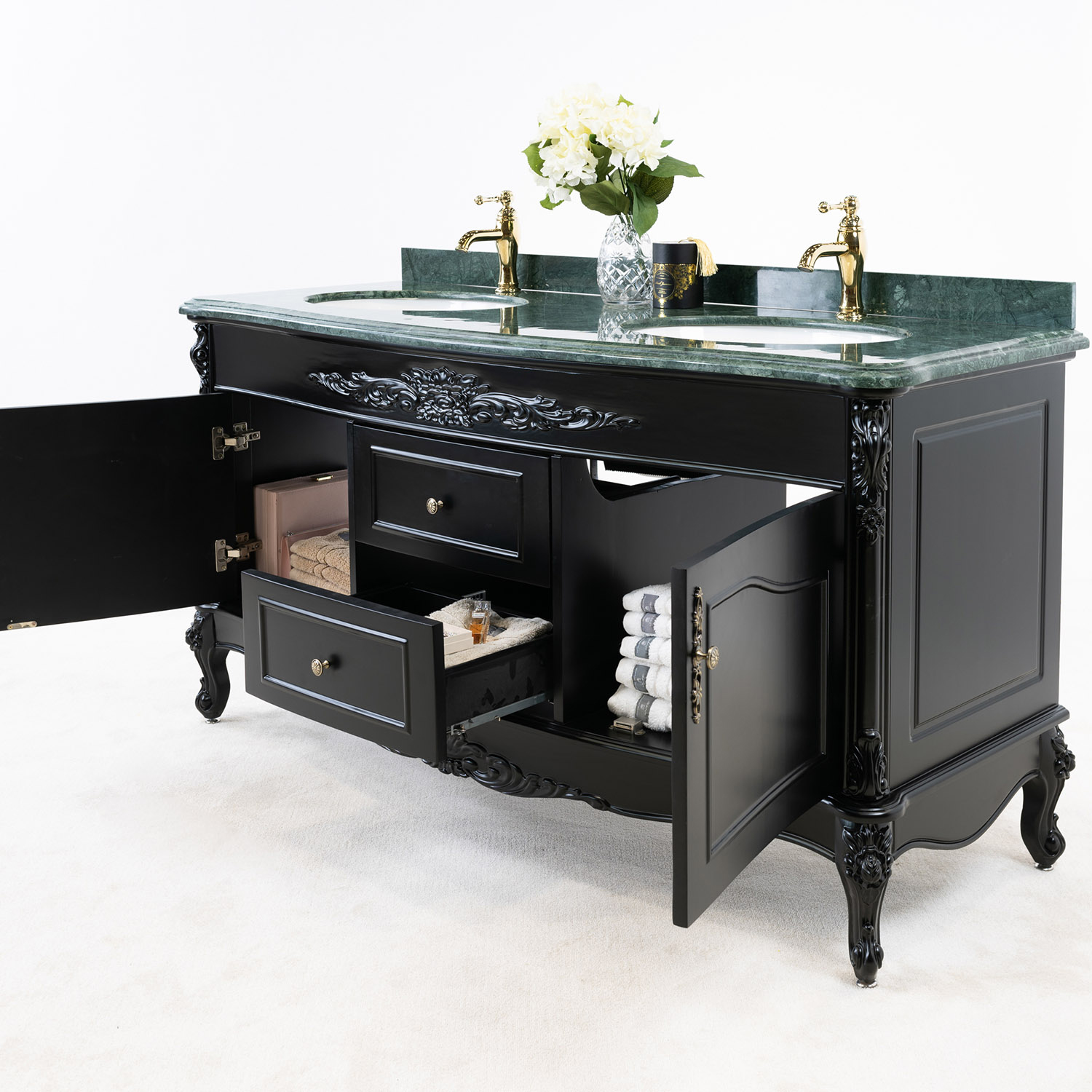 Tvättställsskåp Vesani Ottawa Dubbel Grön Marmor