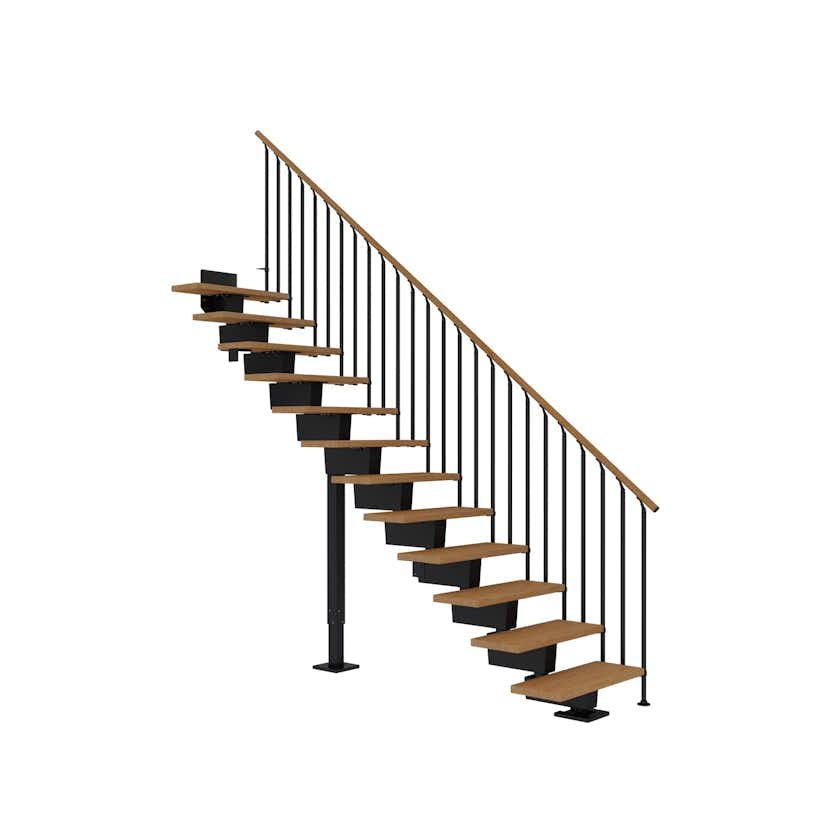 Våningstrappa Dolle Dubai Ek Oljad Classic III Svart, Max Takhöjd: 2040-2520 mm, Min Öppningsmått: 840-2040 mm, Antal Steg: 11 st