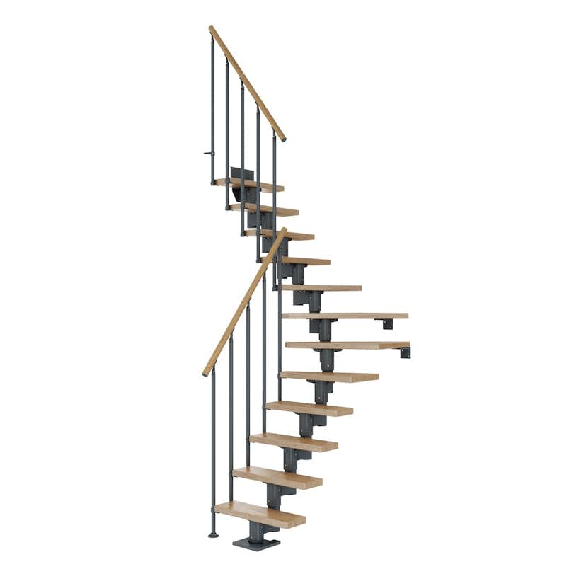 Spartrappa Dolle Dublin Ek Steg 1/4 Svängd Classic II Räcke Antracit, LxB: 2310x610 mm