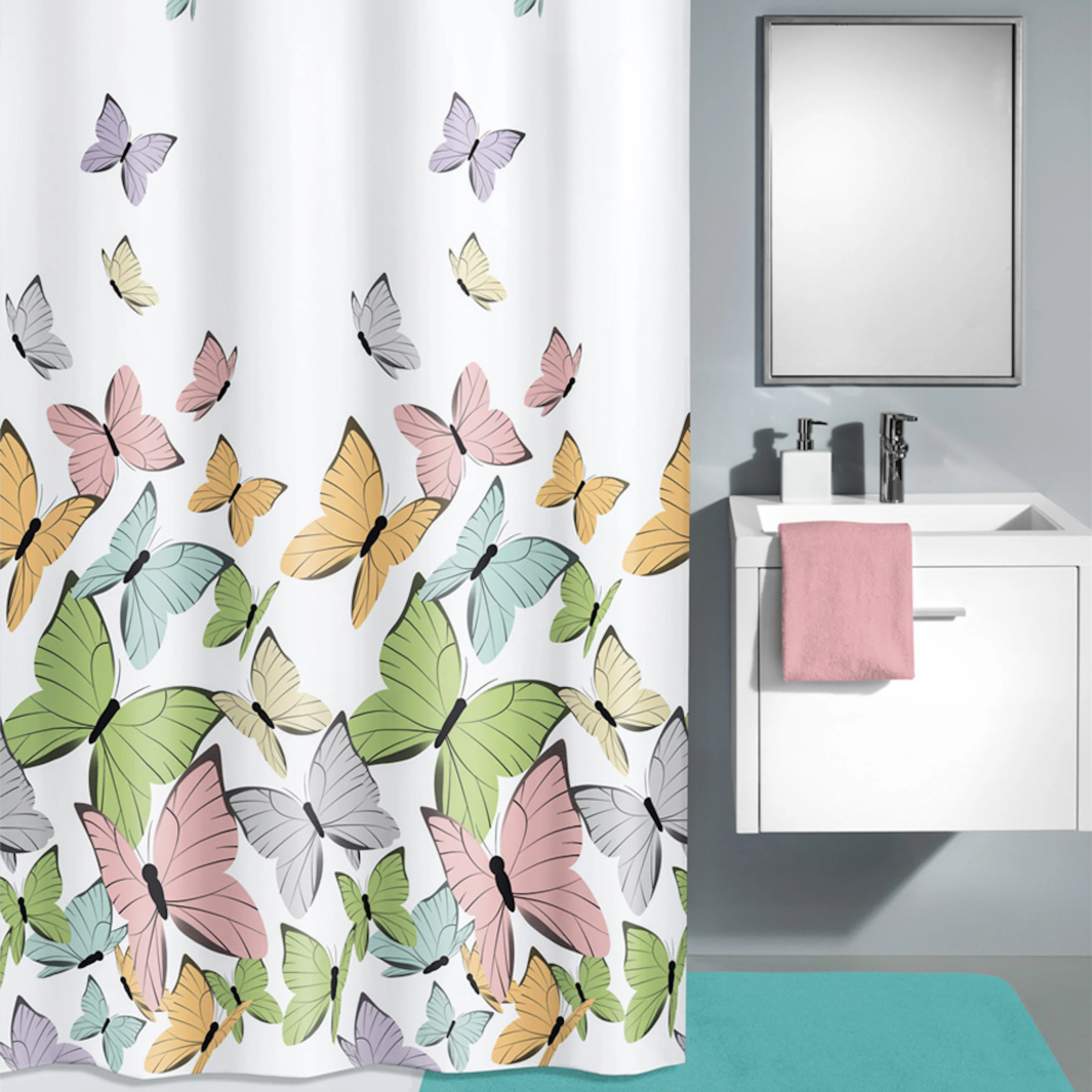 Duschdraperi Kleine Wolke Butterflies