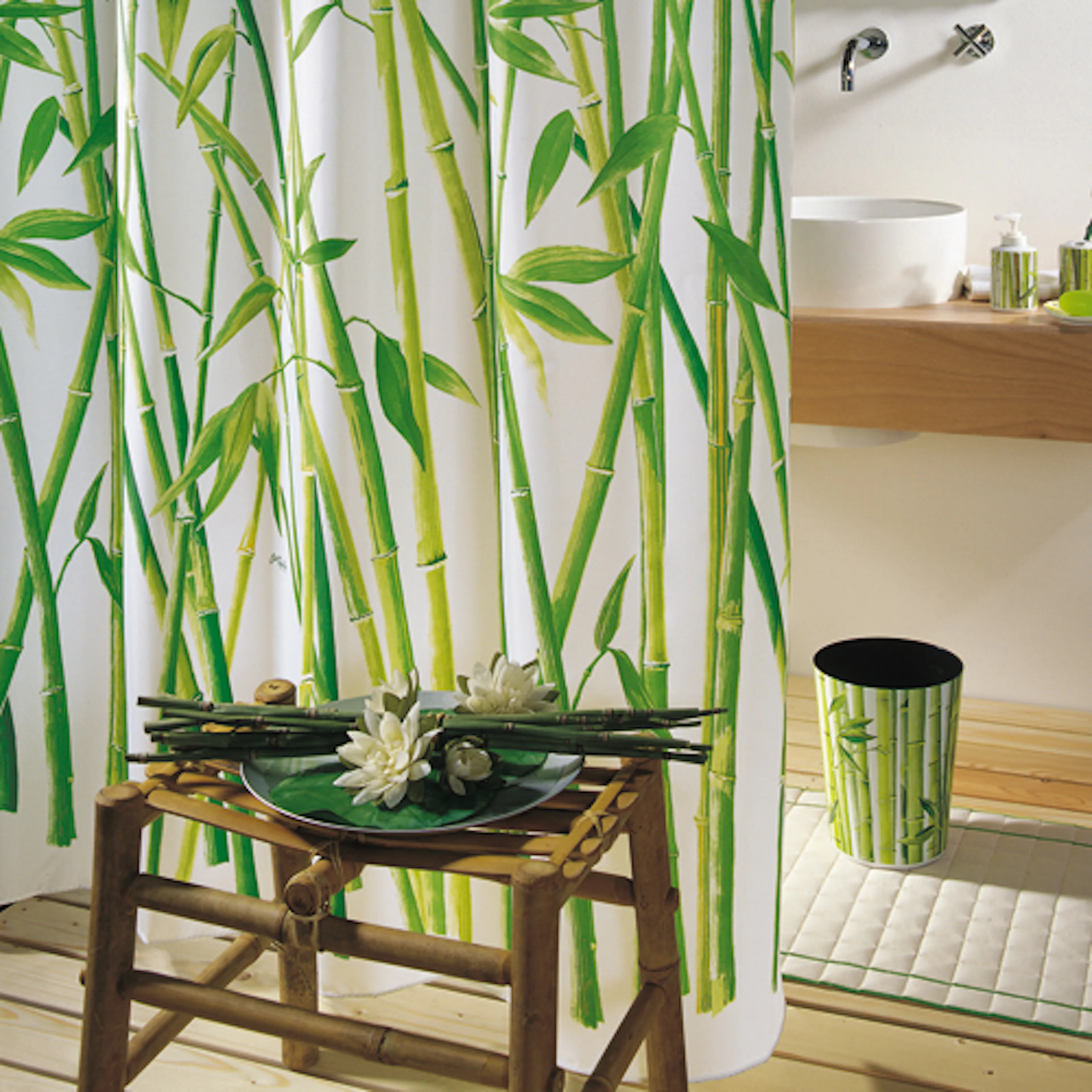 Duschdraperi Spirella Bambus green 180x200