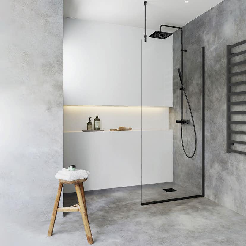 Duschvägg Hafa Igloo Pro I-WALL Glas: Klarglas, Profil: Svart, B: 675 mm