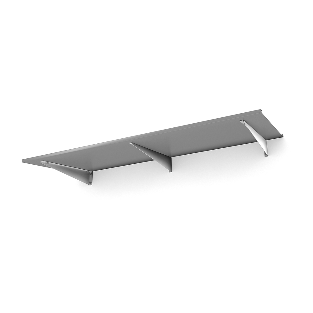 Entrétak Designtak Easy Collection Flat Flat Vit, Silver Aluminium, BxH: 2000x160 mm
