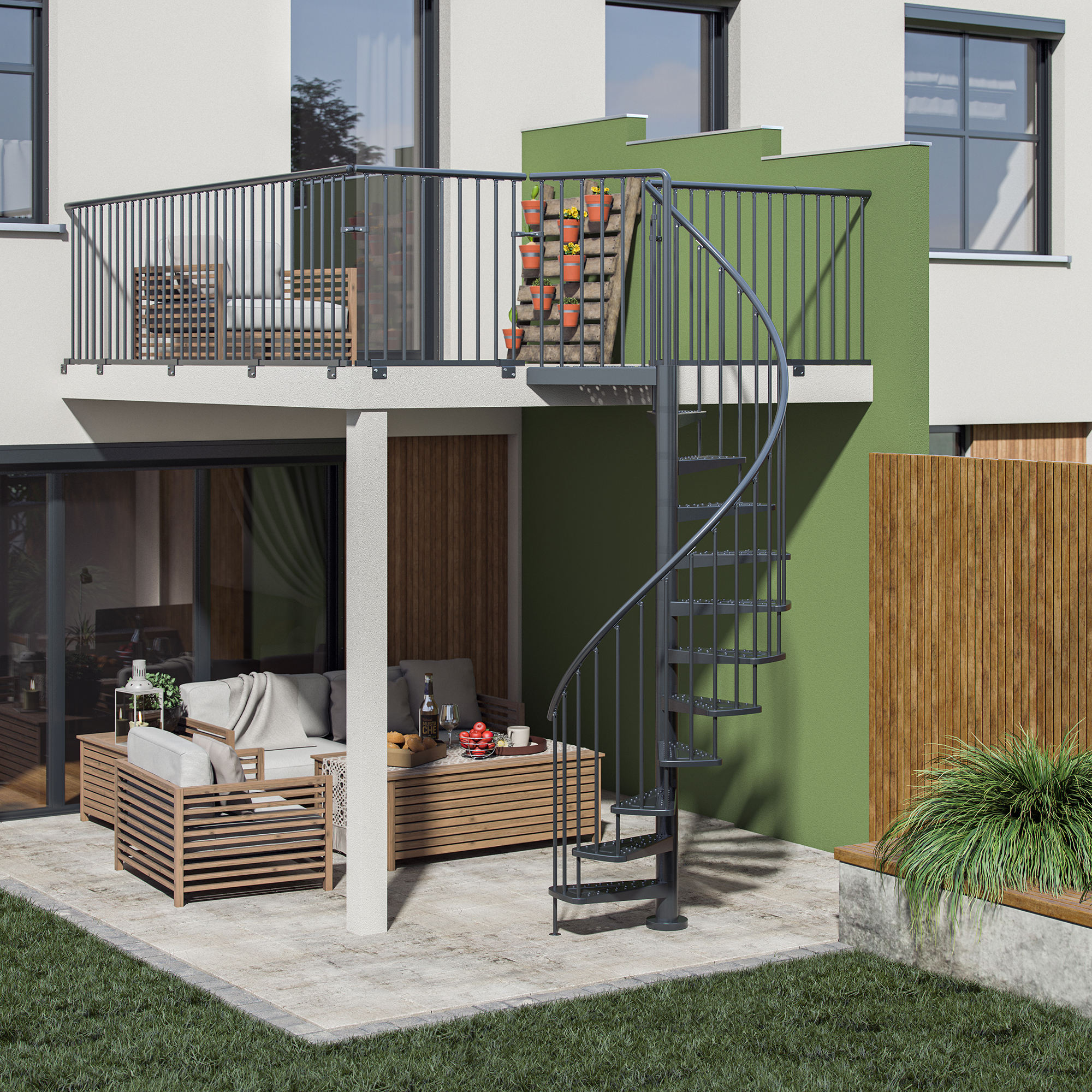 Spiraltrappa Dolle Toronto Utomhustrappa Antracit