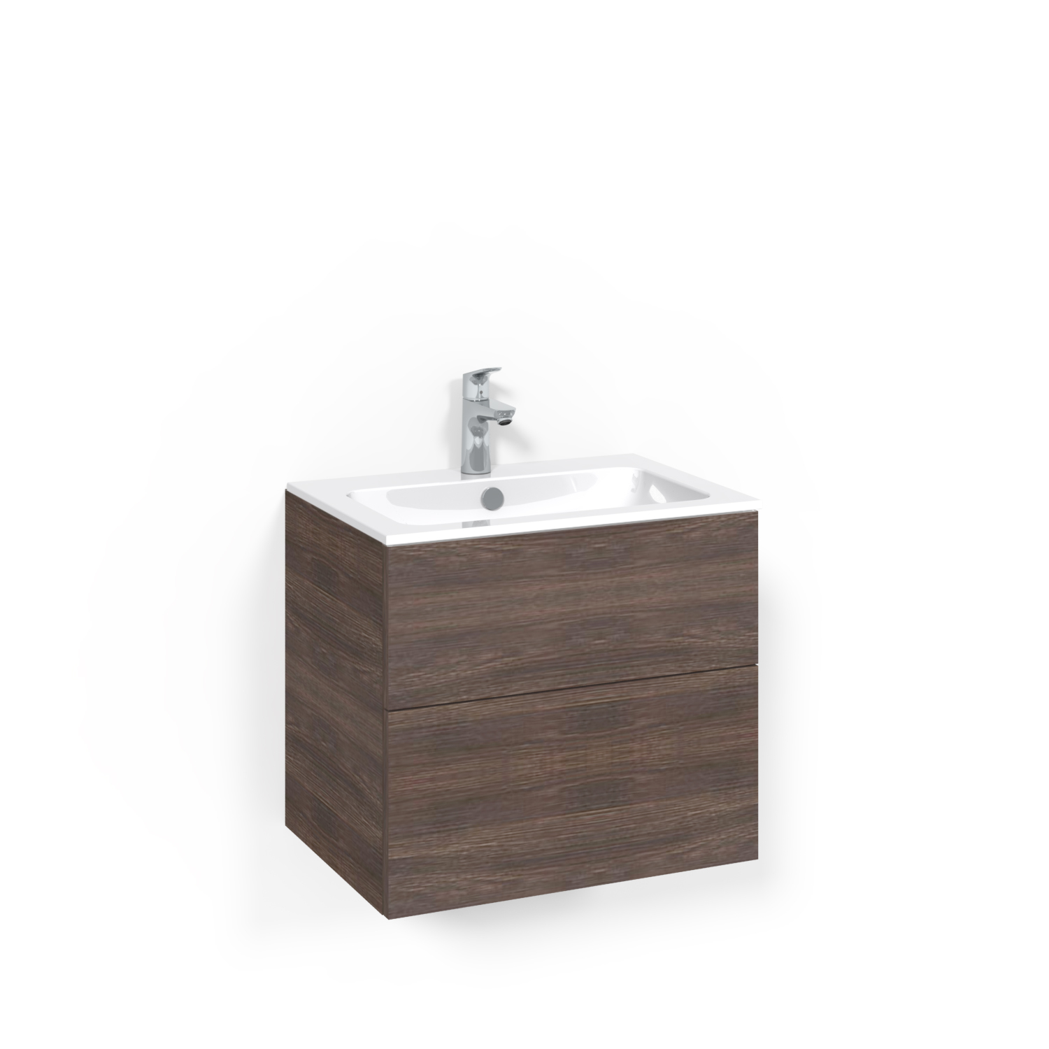 Tvättställsskåp Macro Design Crown Plain Light 14 Bredd: 600 mm, Brun Ask, Push Open