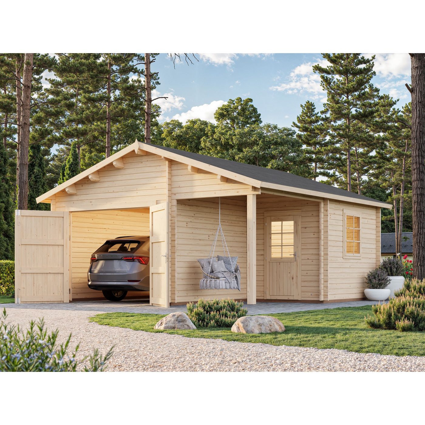 Garage Palmako Roger 21,9 m2 med Slagport