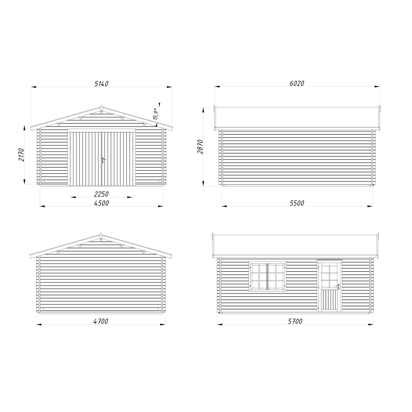 Garage Palmako Roger 23,9 m2 med Dörr