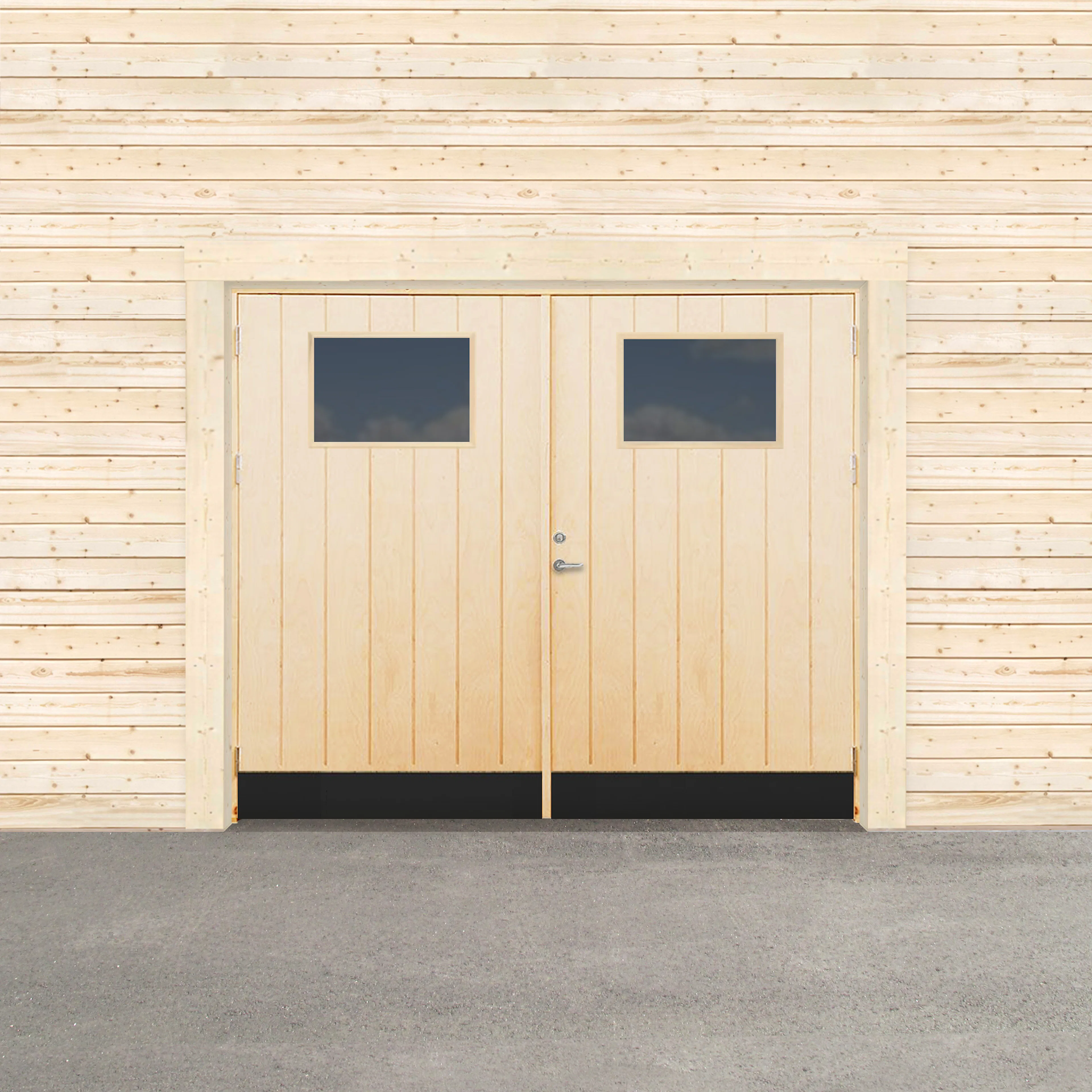 Garageport Sveadörren Varm Glasfönster Obehandlad
