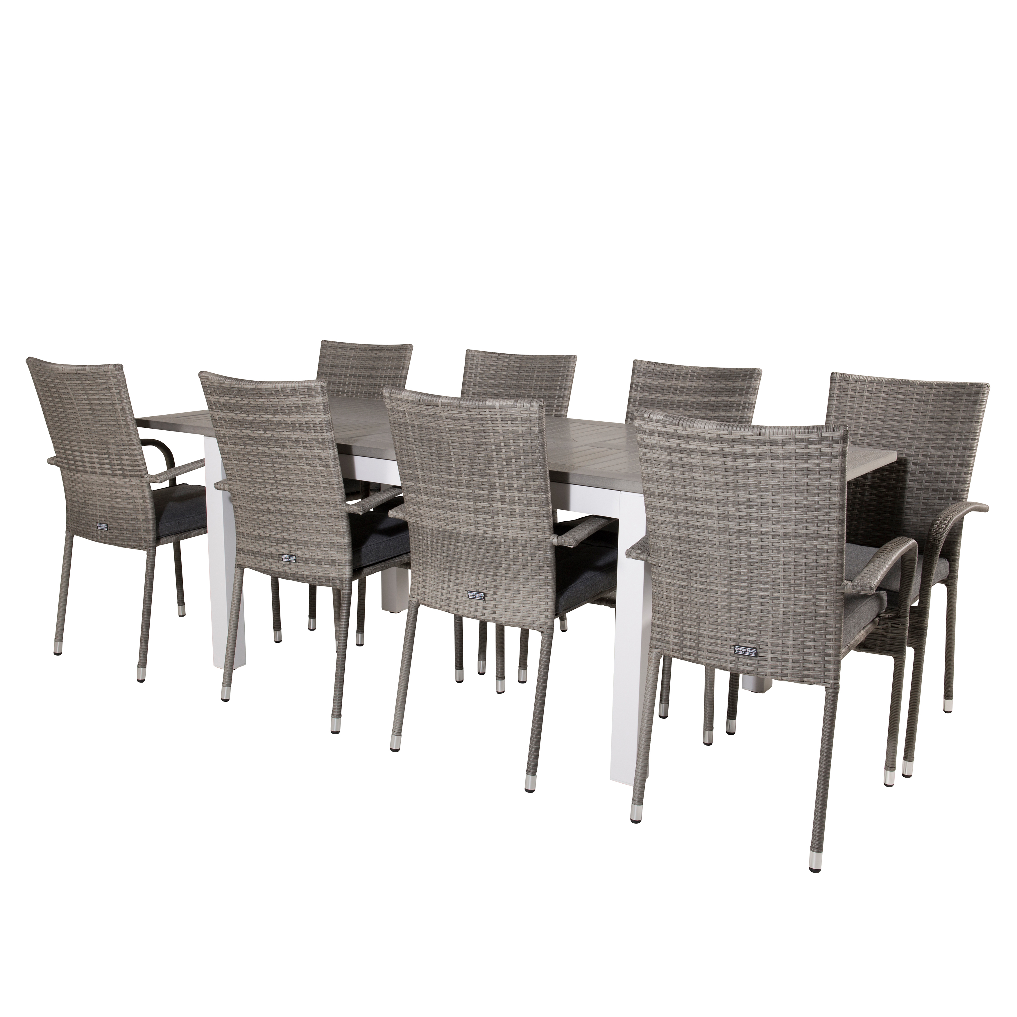 Matgrupp Venture Home Aleyna 160/240 med 8 Asta Stolar Grå