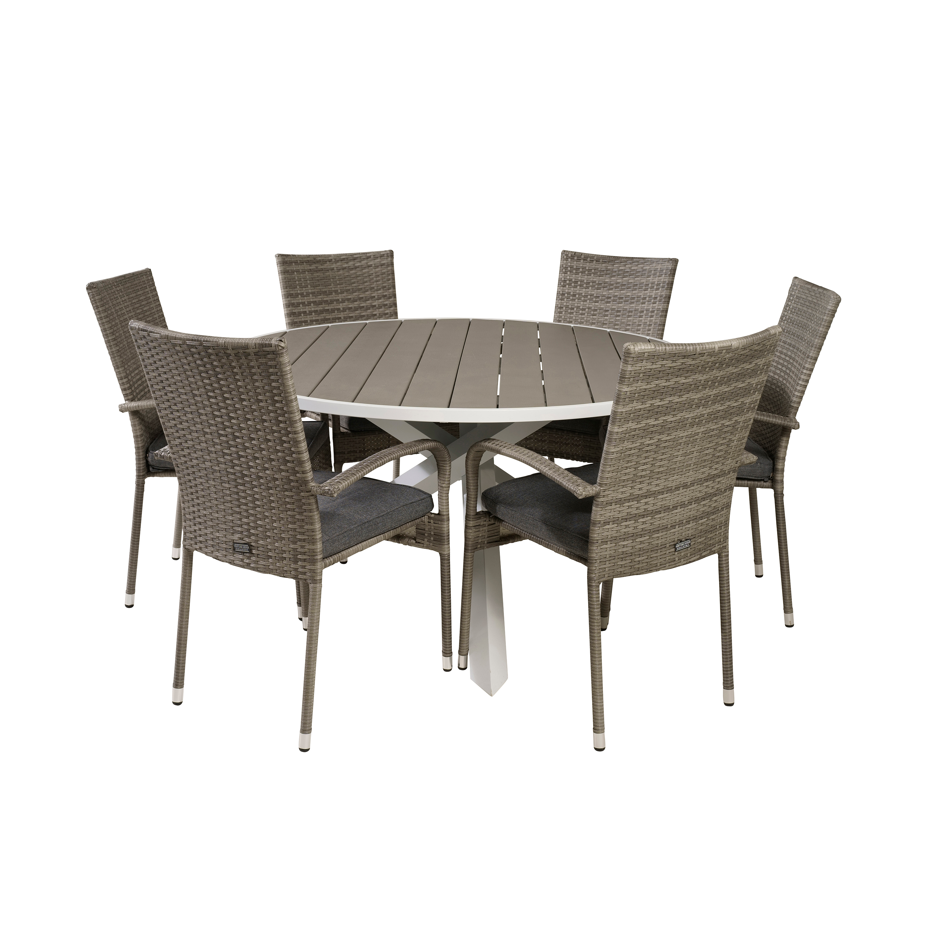 Matgrupp Utomhus Venture Home Pincy Ø140 med 6 Asta Trädgårdsstolar