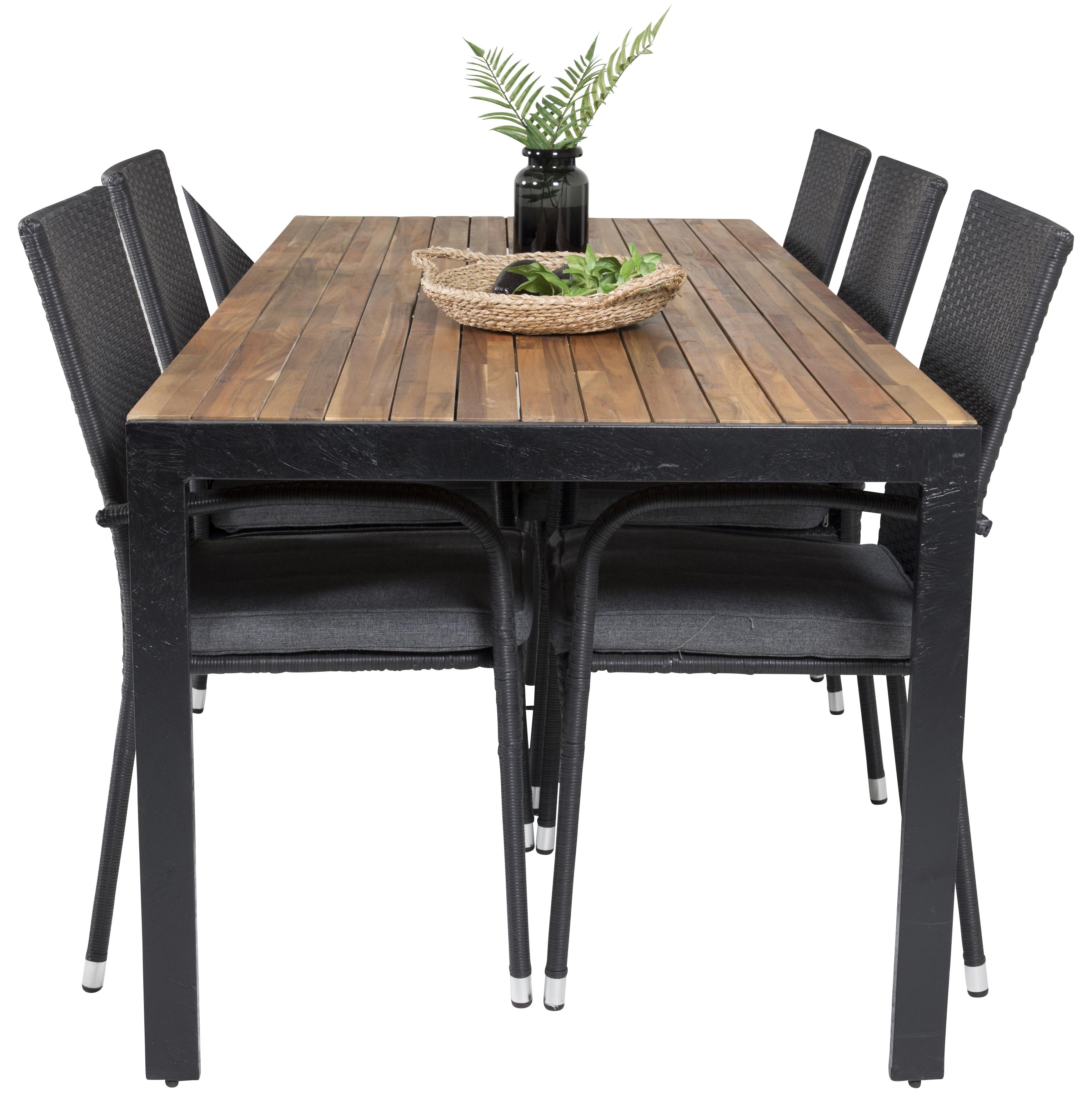 Matgrupp Utomhus Venture Home Bois med 6 Anna Trädgårdsstolar