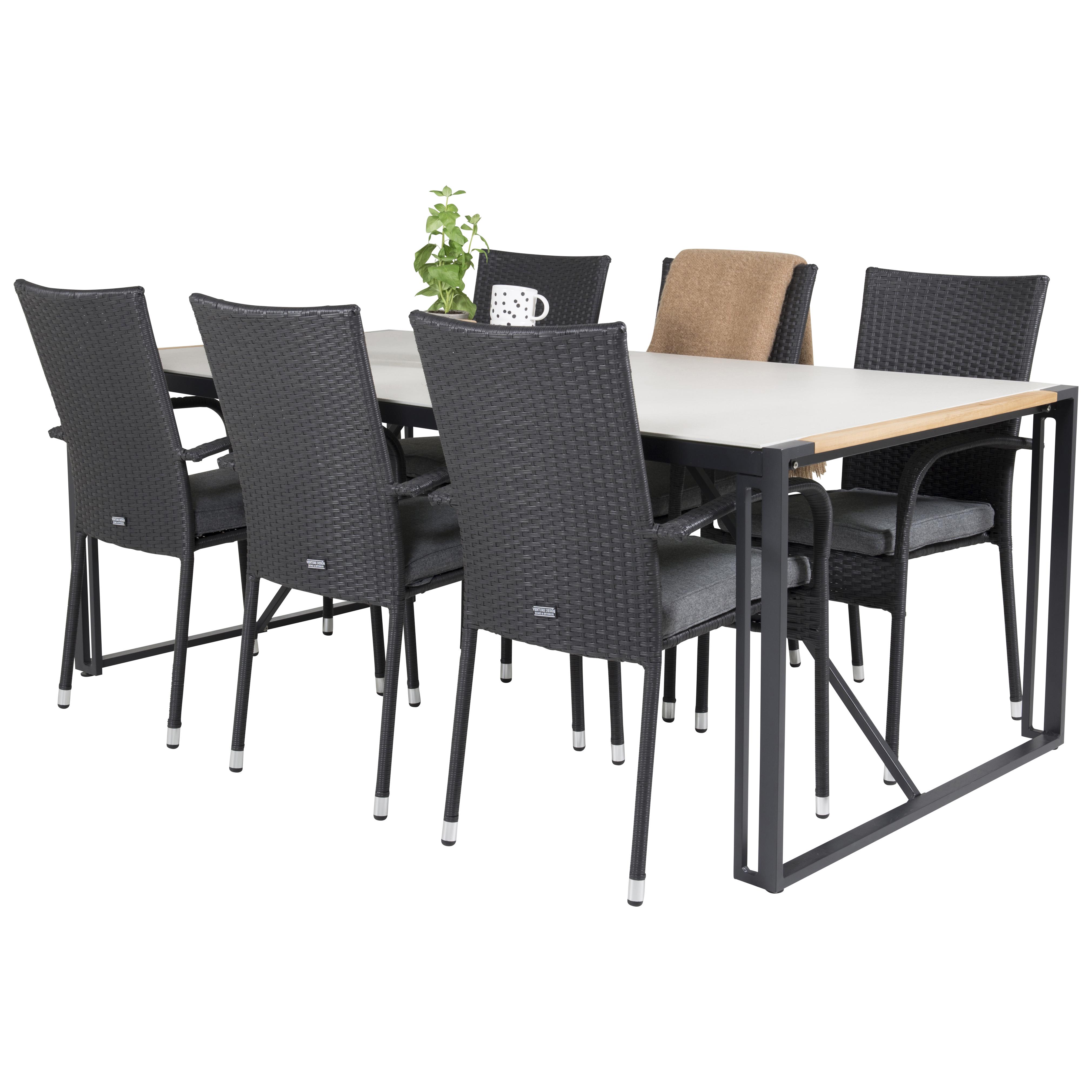 Matgrupp Utomhus Venture Home Tilly 200 med 6 Asta Trädgårdsstolar