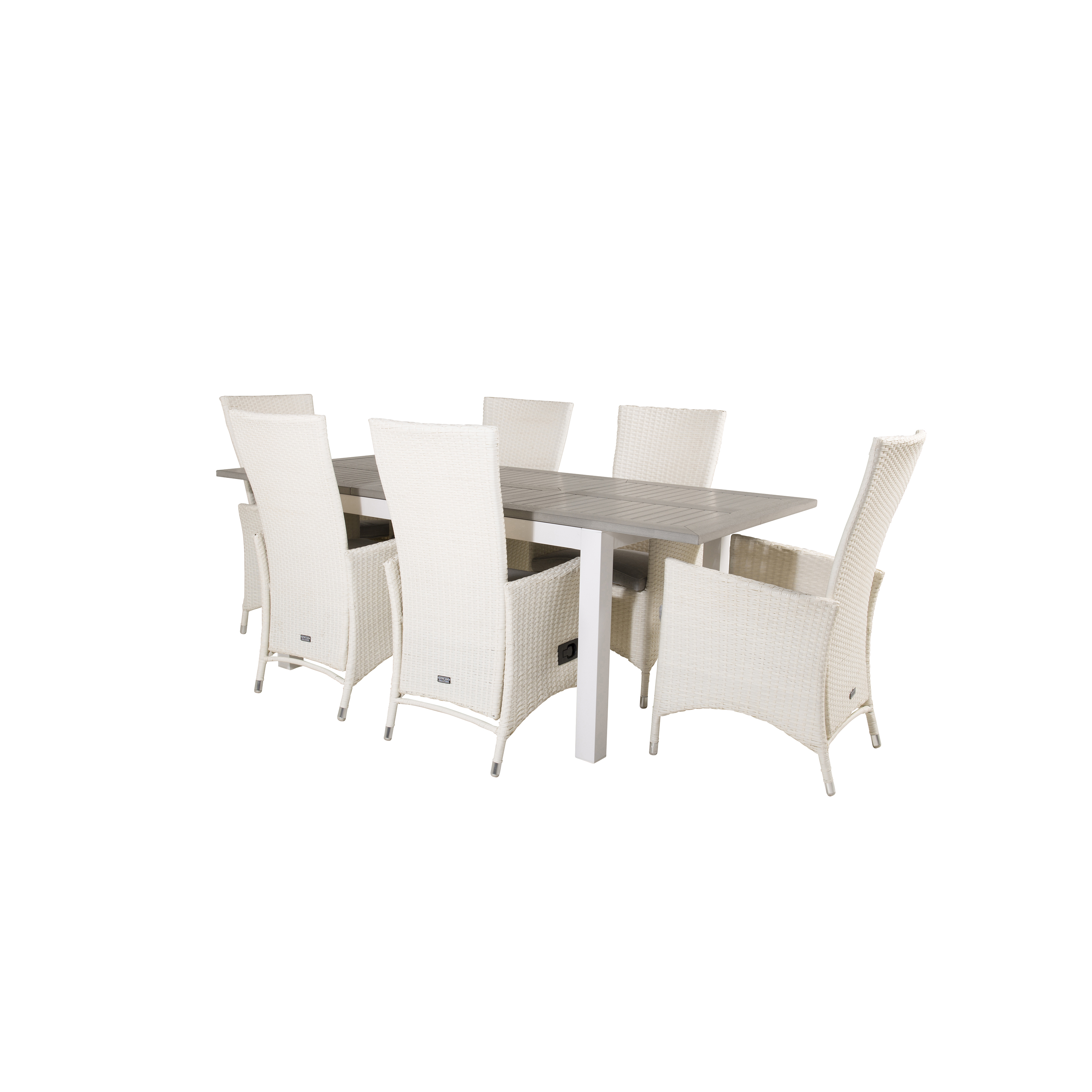 Matgrupp Venture Home Aleyna 160/240 med 6 Pishi Matstolar Vit