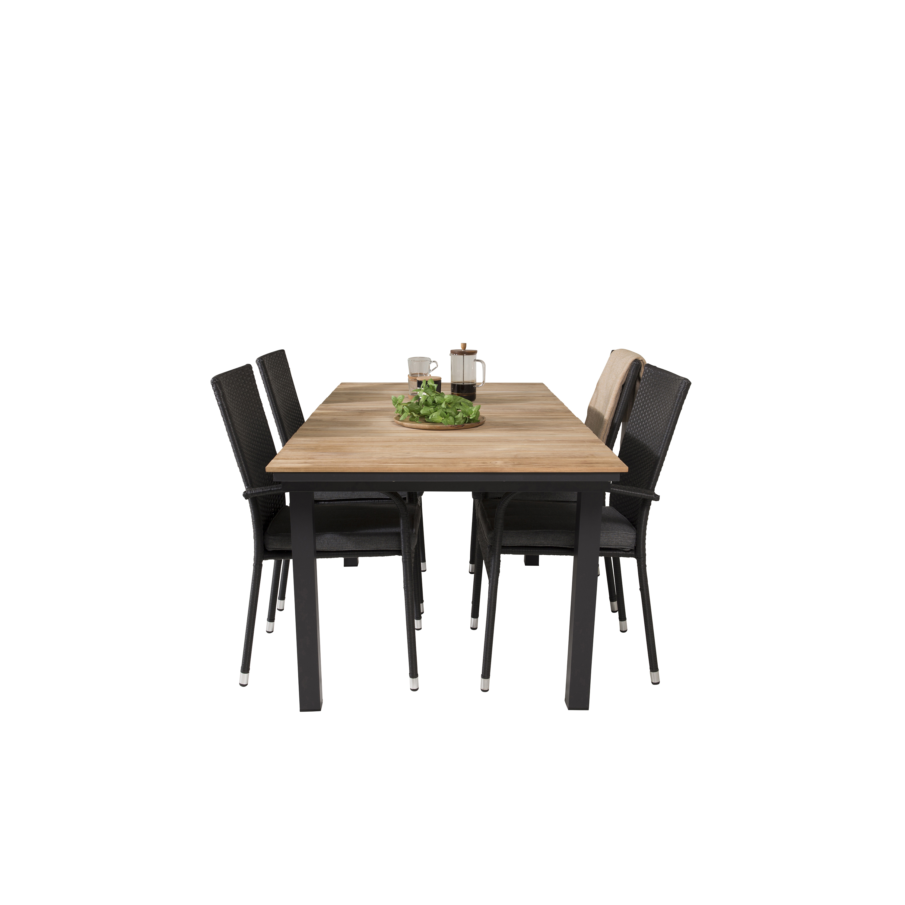 Matgrupp Utomhus Venture Home Meya 160/240 med 4 Asta Trädgårdsstolar