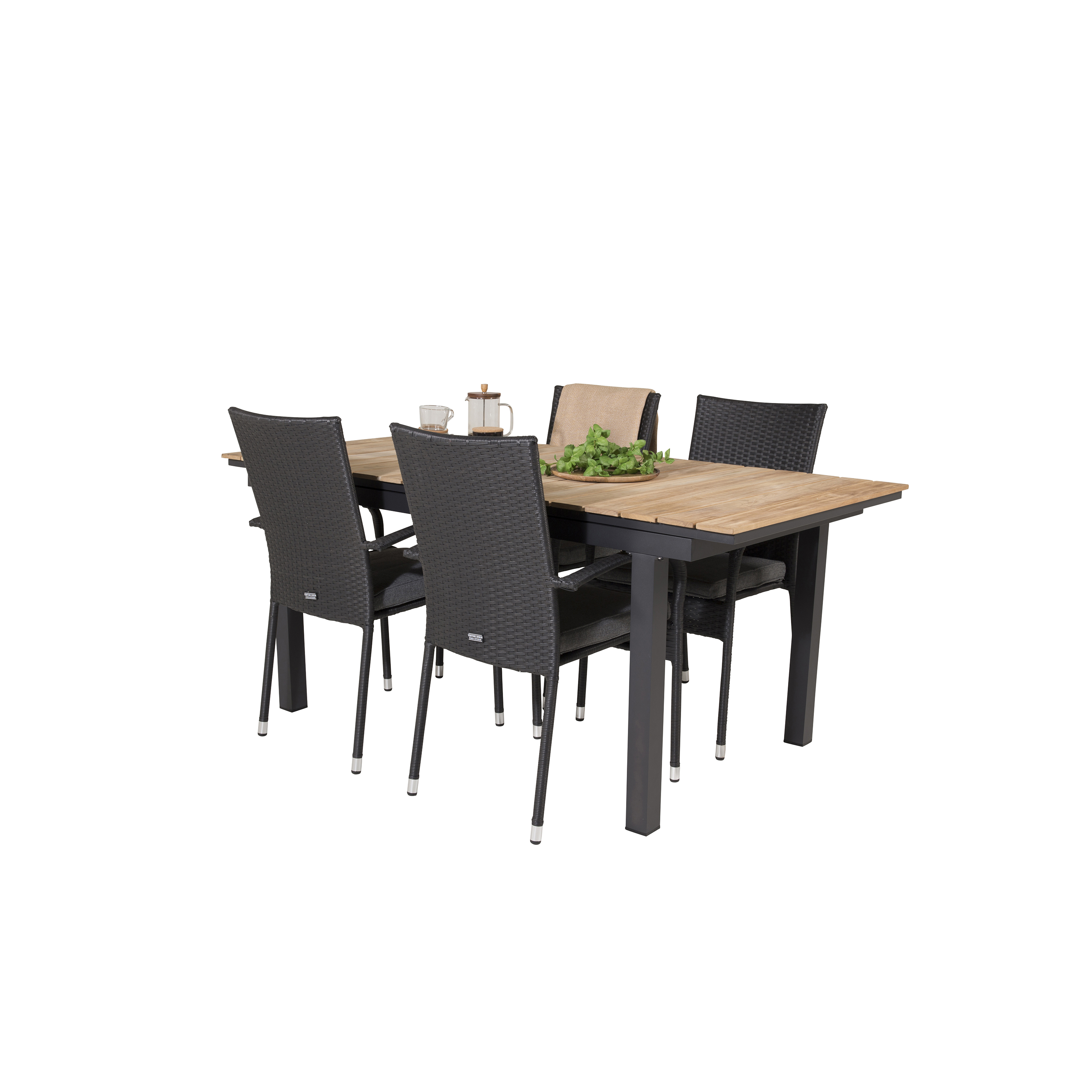 Matgrupp Utomhus Venture Home Meya 160/240 med 4 Asta Trädgårdsstolar