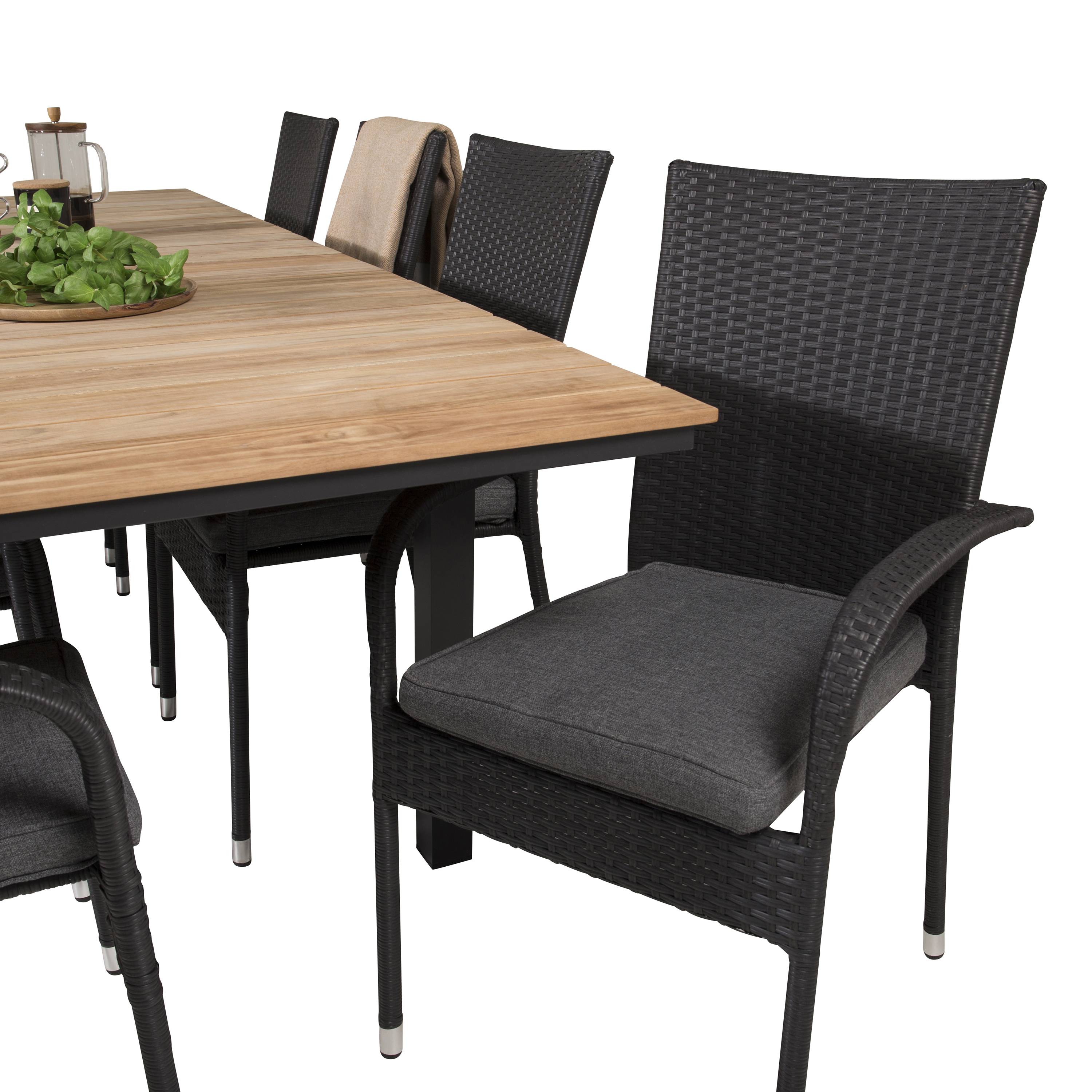 Matgrupp Utomhus Venture Home Meya 160/240 med 8 Asta Trädgårdsstolar