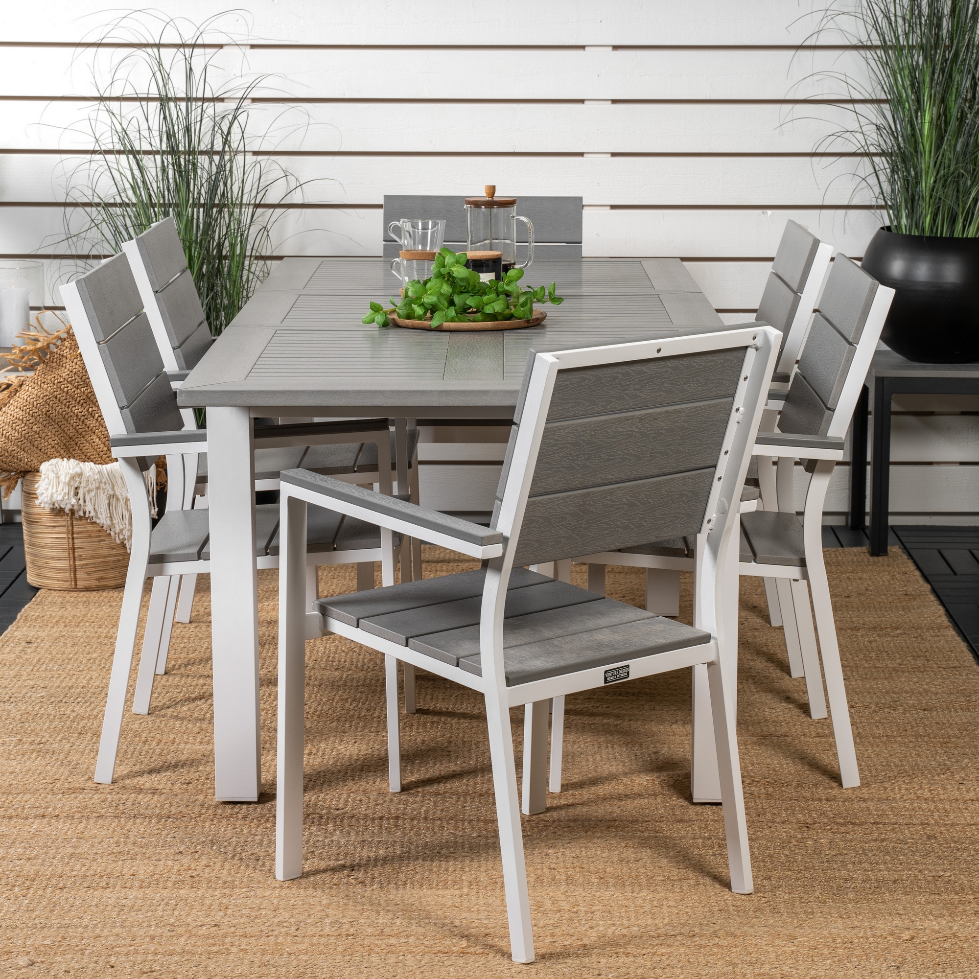 Matgrupp Venture Home Aleyna 152/210 med 6 Lova Matstolar