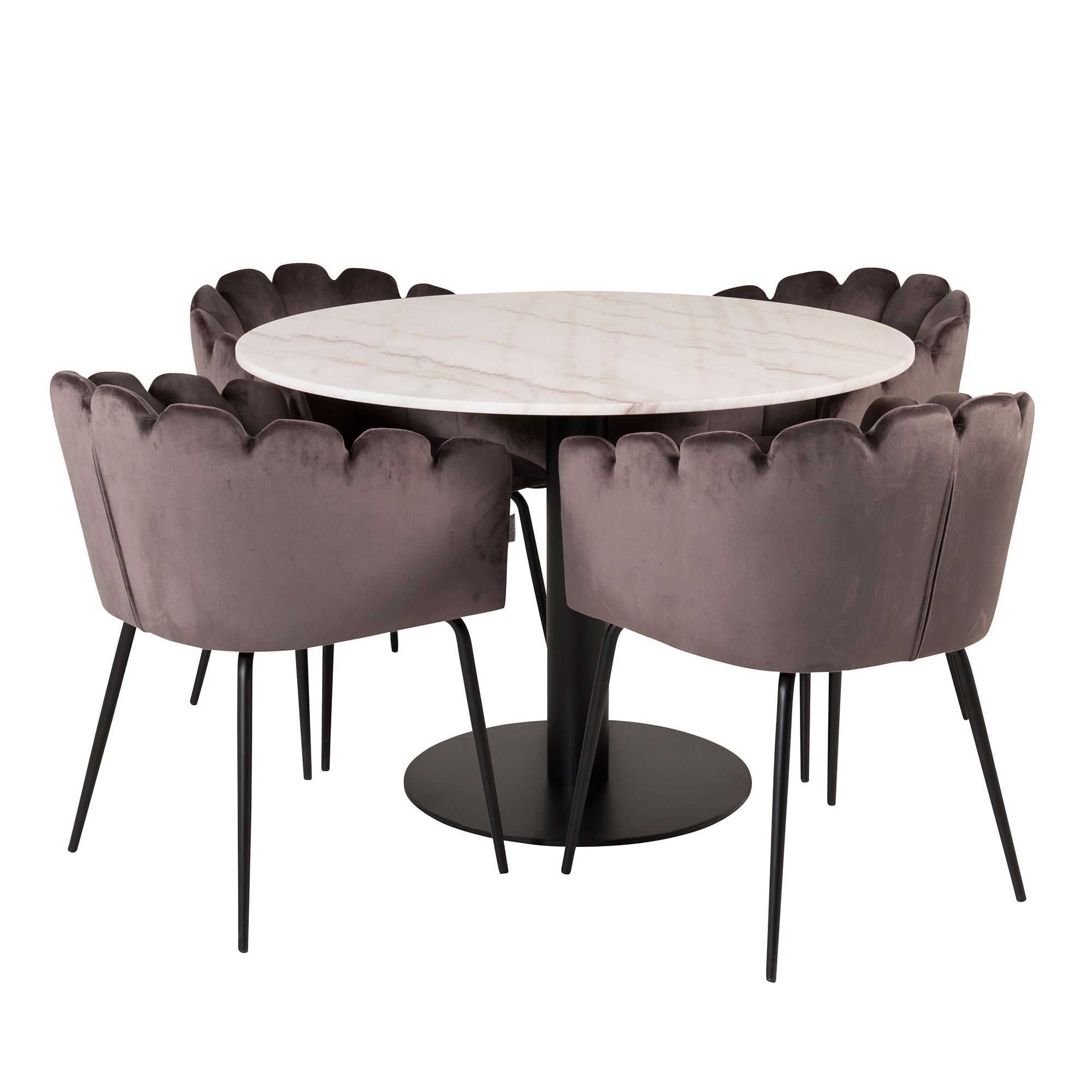 Matgrupp Venture Home Estelle med 4 Limhamn Runt Stolar