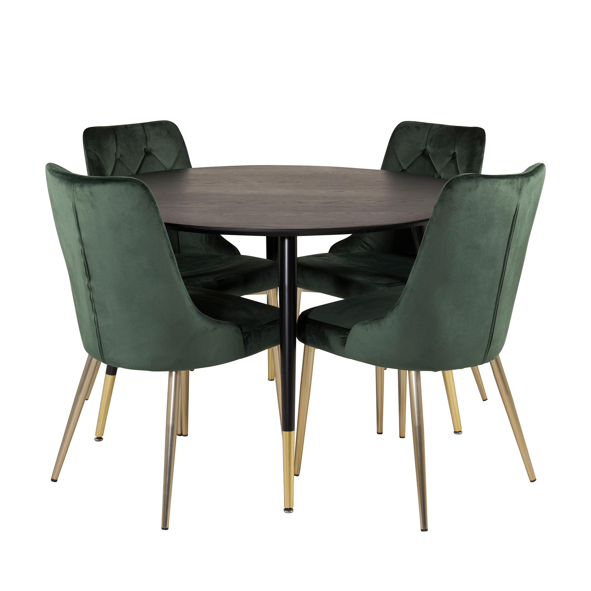 Matgrupp Venture Home Dipp Ø115 cm med 4 Velvet Deluxe Stolar