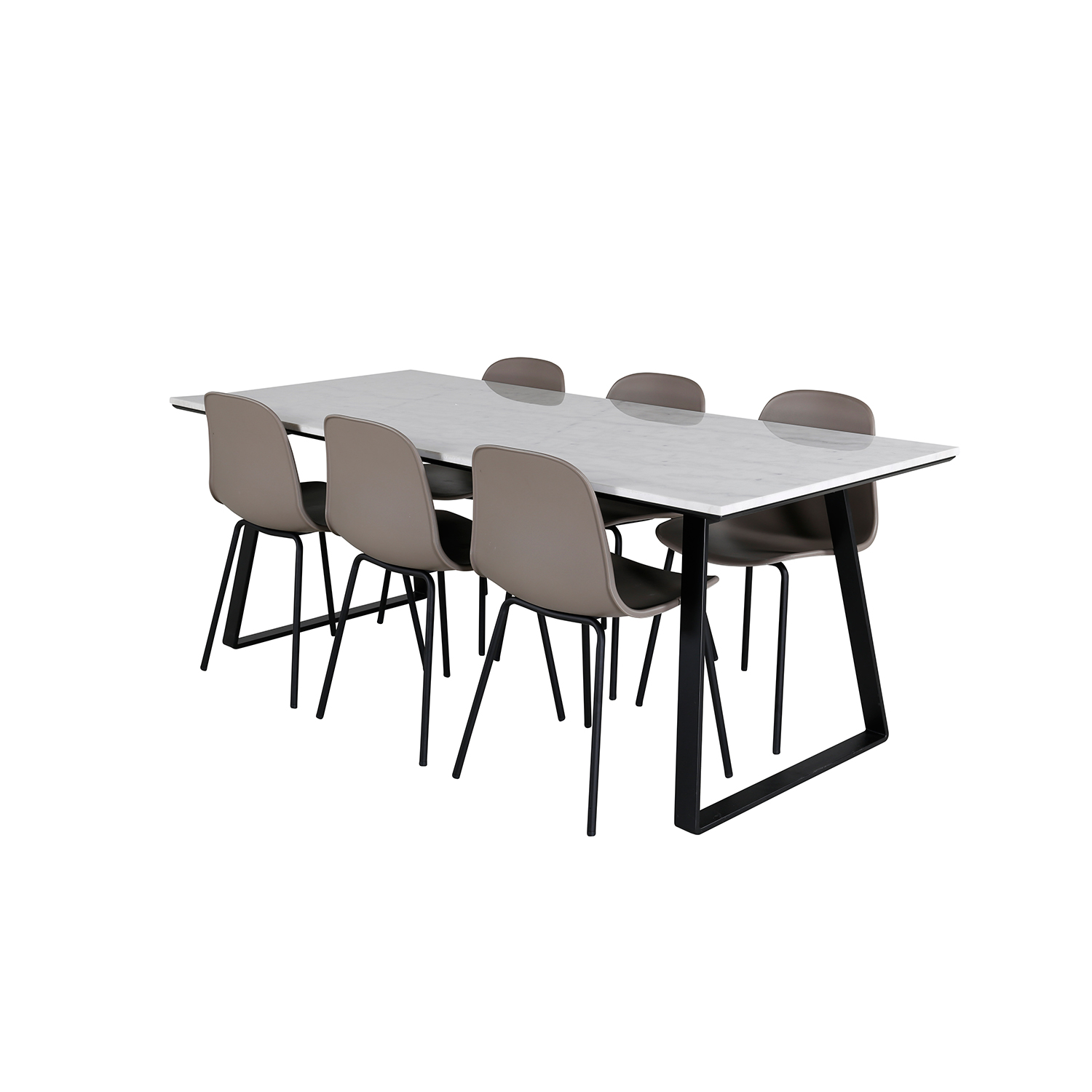 Matgrupp Venture Home Estelle med 6 Ardi Stolar Vit/Svart/Khaki