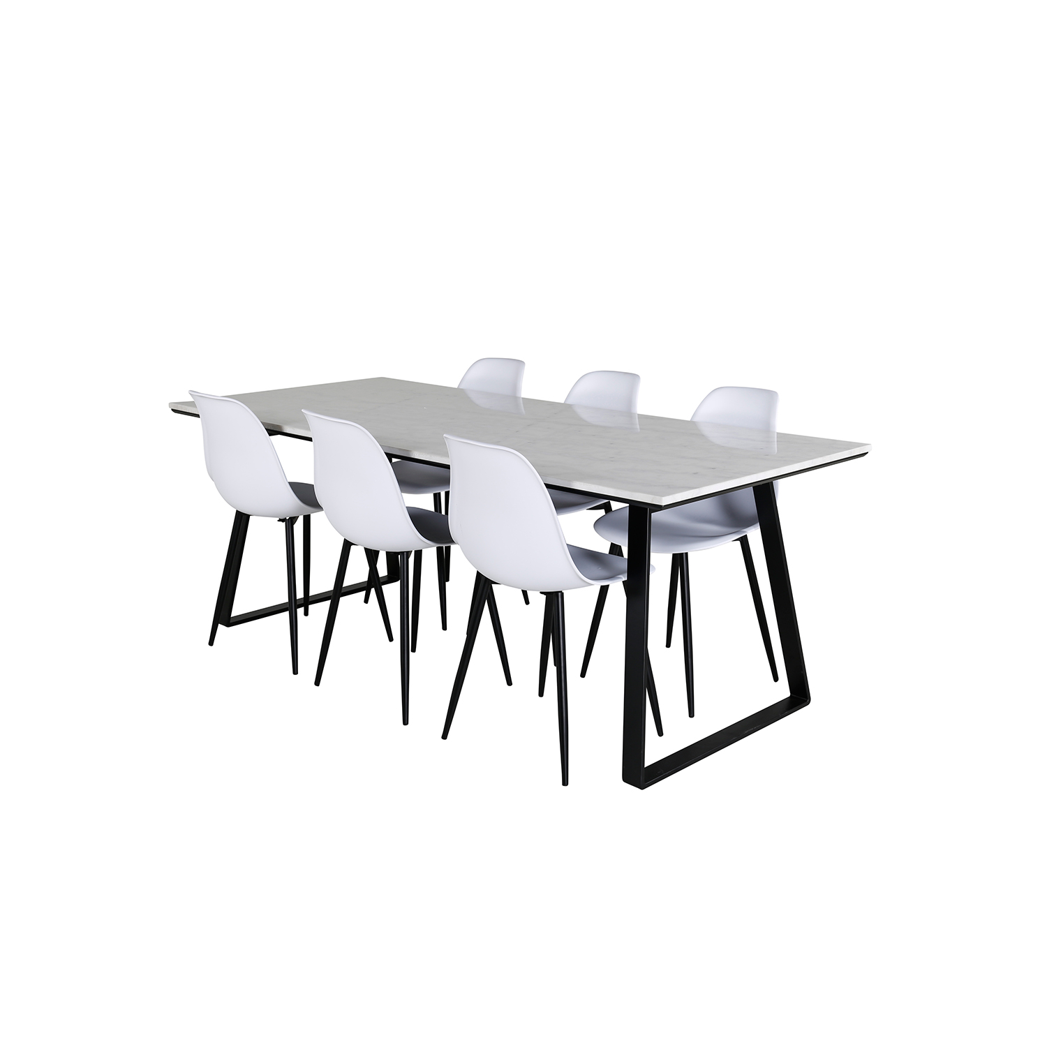 Matgrupp Venture Home Estelle med 6 Pop Stolar Vit/Svart/Vit