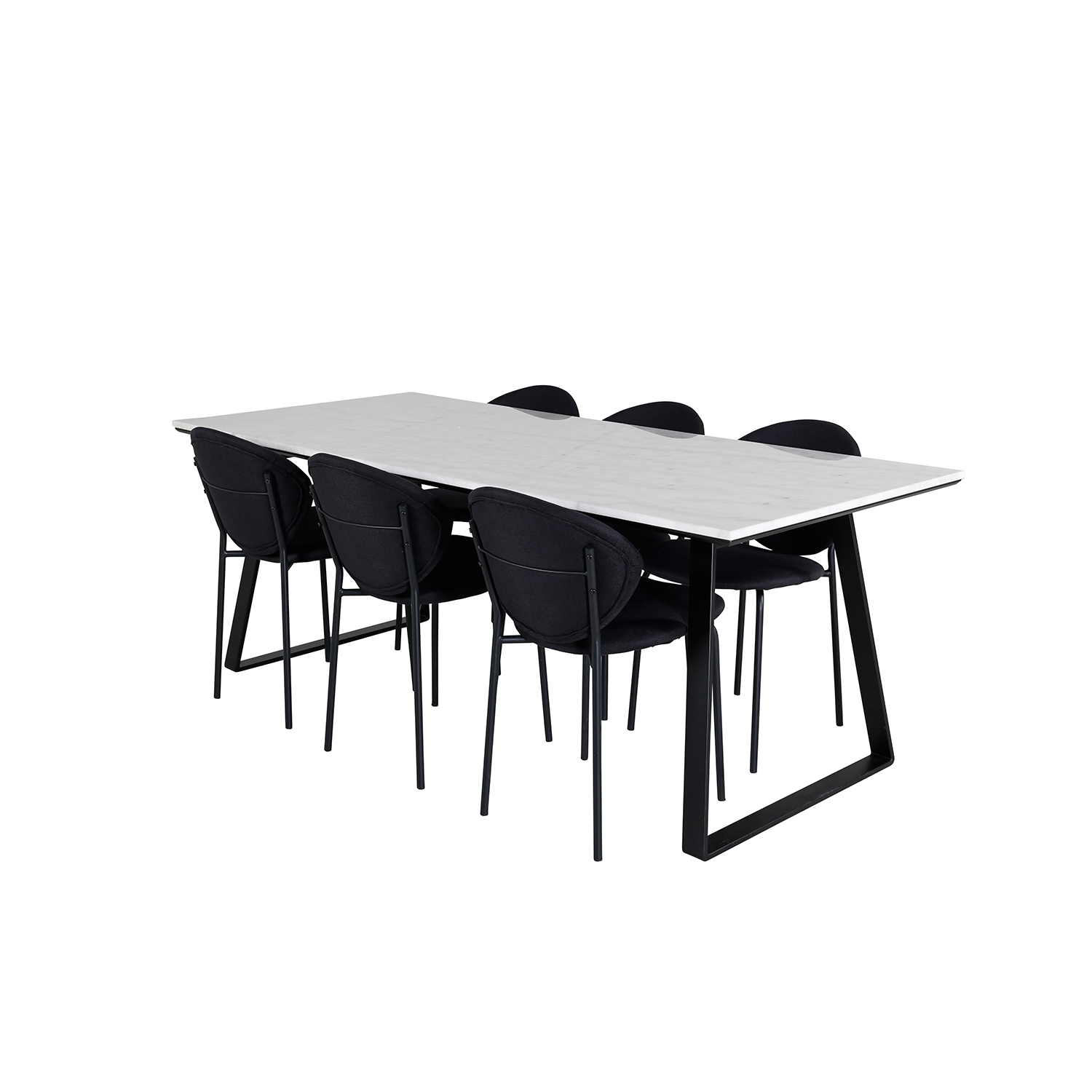 Matgrupp Venture Home Estelle med 6 Valor Stolar PolyEstelletyg Vit/Svart