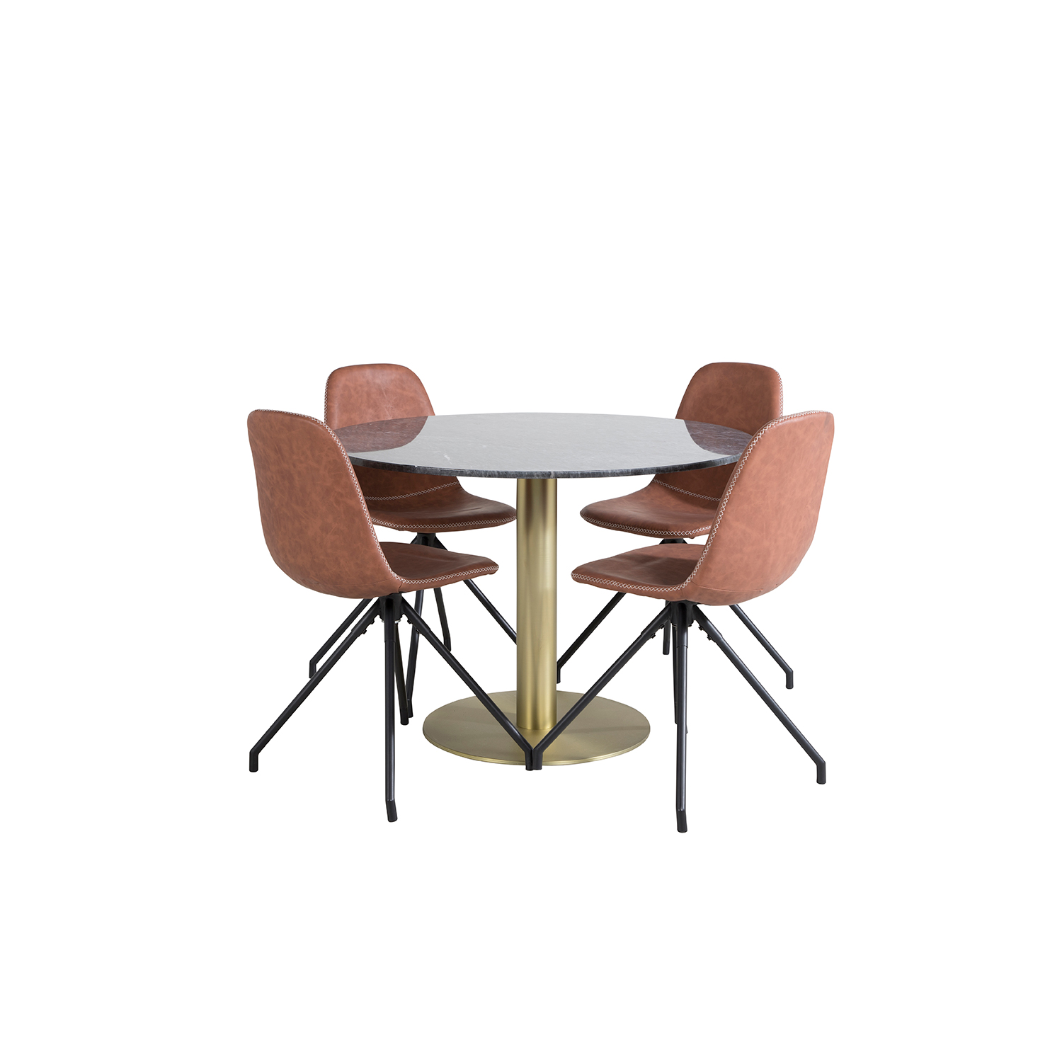 Matgrupp Venture Home Estelle med 4 Pobbie Stolar Konstläder