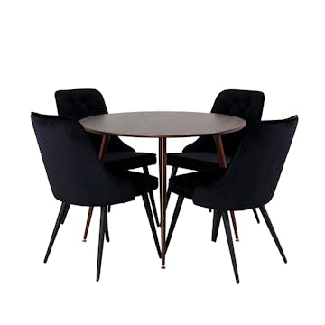 Matgrupp Venture Home Plaza med 4 Velvet Deluxe stolar