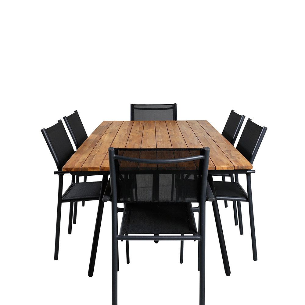 Matgrupp Venture Home Chane med 6 Samba Stapelbara Matstolar