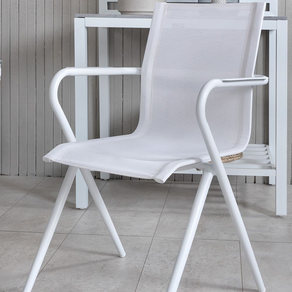 Matgrupp Utomhus Venture Home Vyn Vit med 4 Anve Trädgårdsstolar