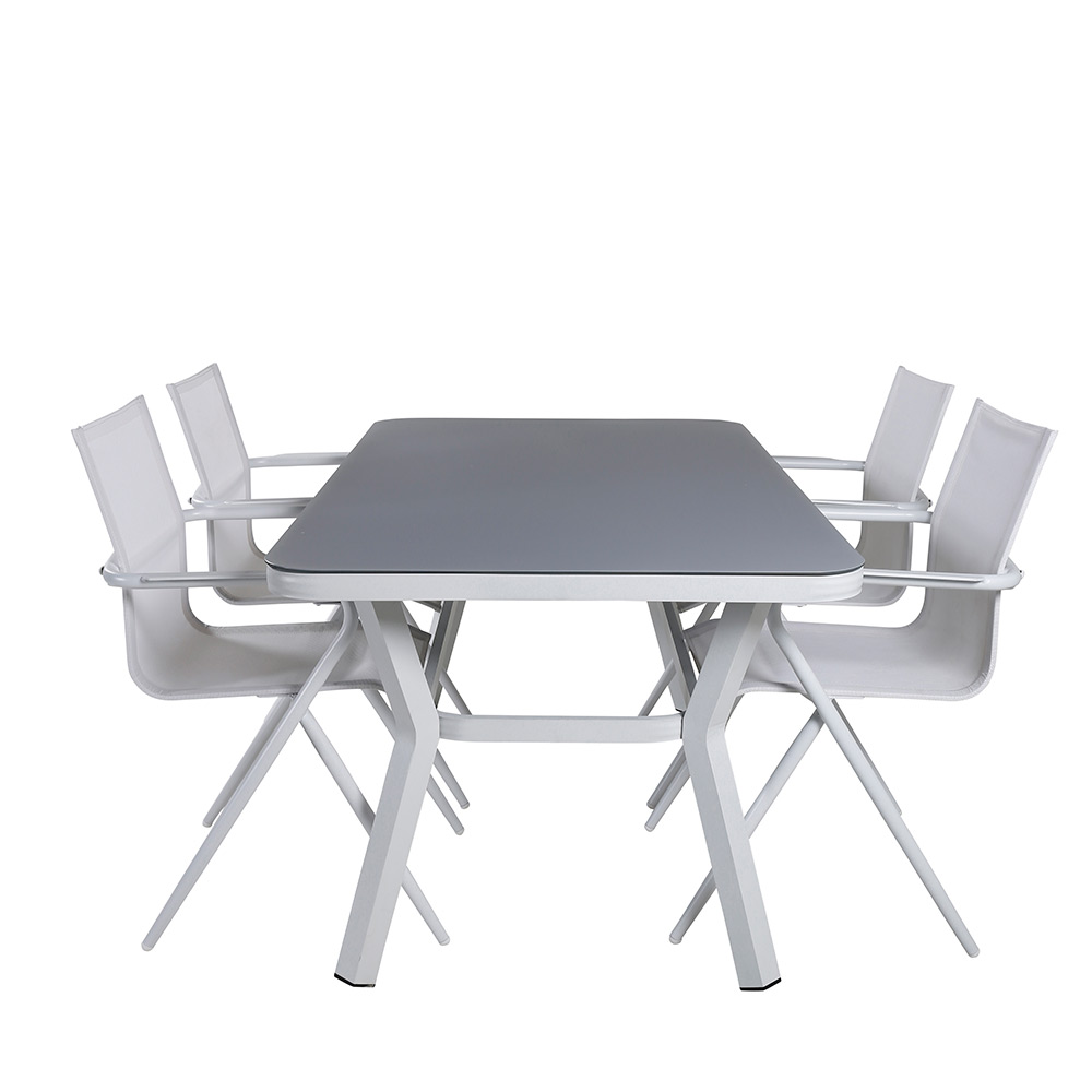 Matgrupp Utomhus Venture Home Vyn Vit med 4 Anve Trädgårdsstolar