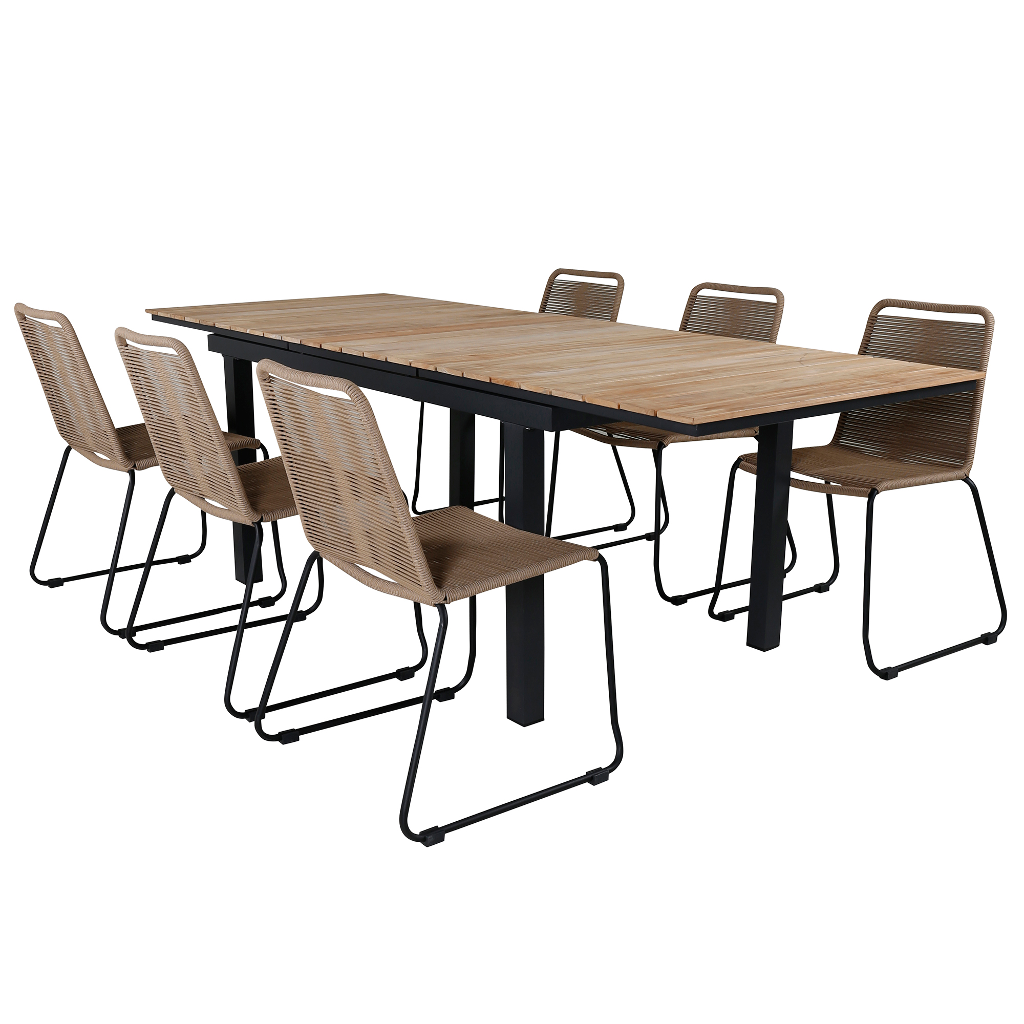 Matgrupp Utomhus Venture Home Mendi med 6 Levi Trädgårdsstolar