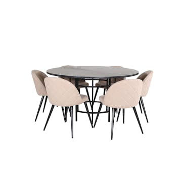 Matgrupp furniture/fashion Copenhagen Ø140 cm med 6 Velvet Stolar