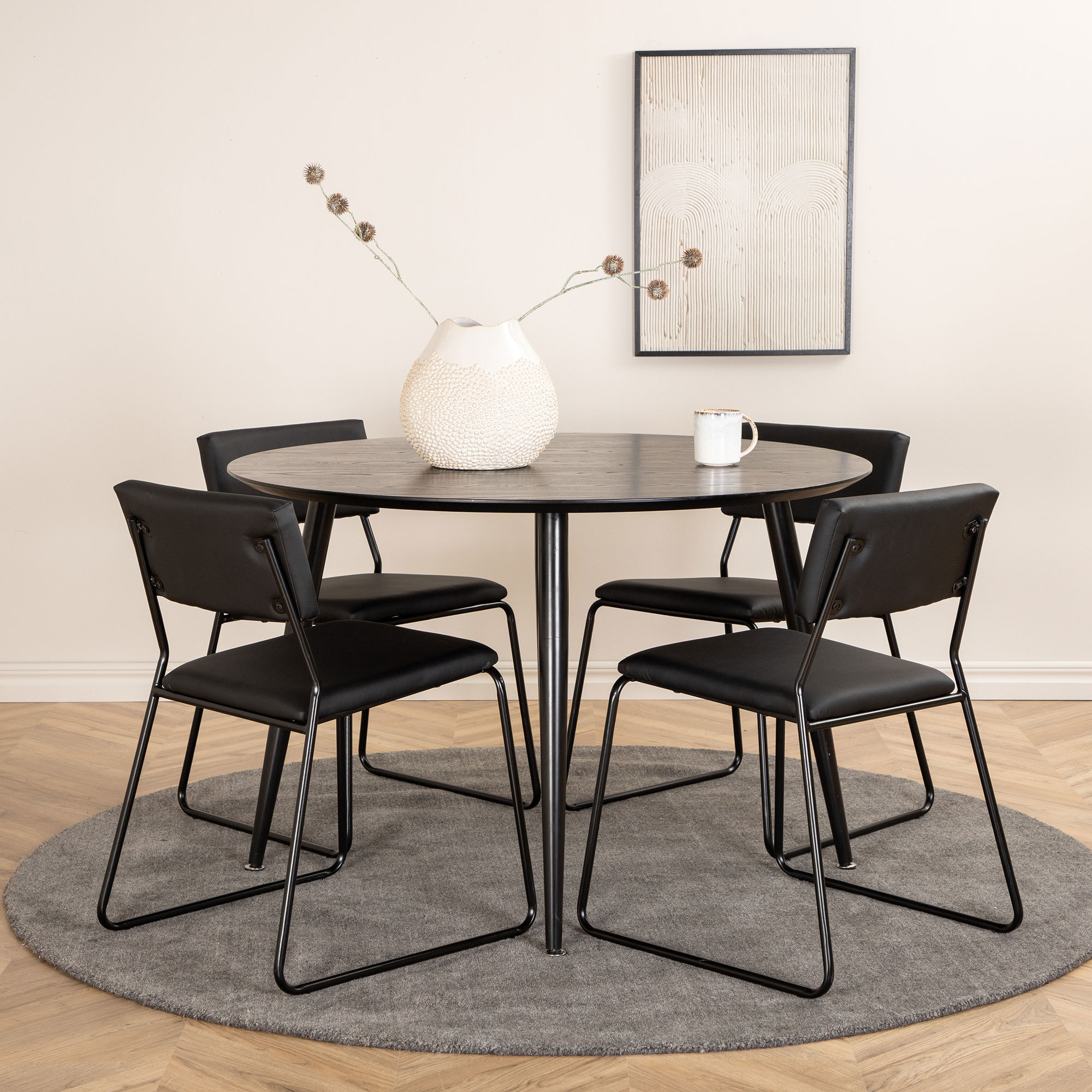 Matgrupp Venture Home Dipp Ø115 cm med 4 Kenth Stolar