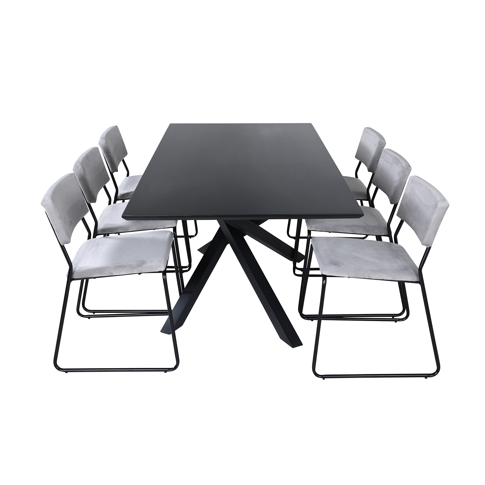 Matgrupp Venture Home med Piata Matbord och 6 Kungshamn Matstolar i Sammet