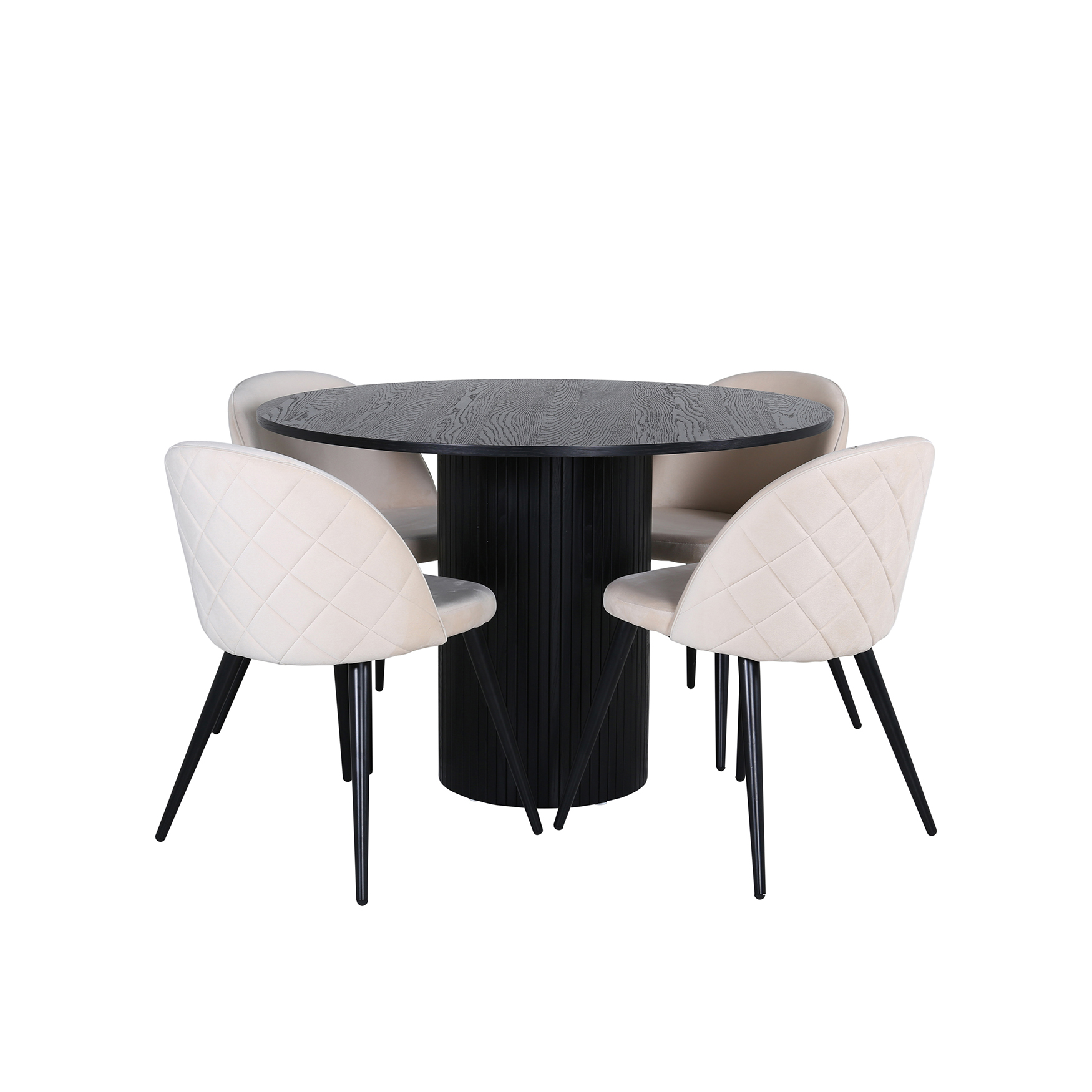 Matgrupp Venture Home med Runt Bianca Matbord och 4 Valentina Stitcthes Matstolar