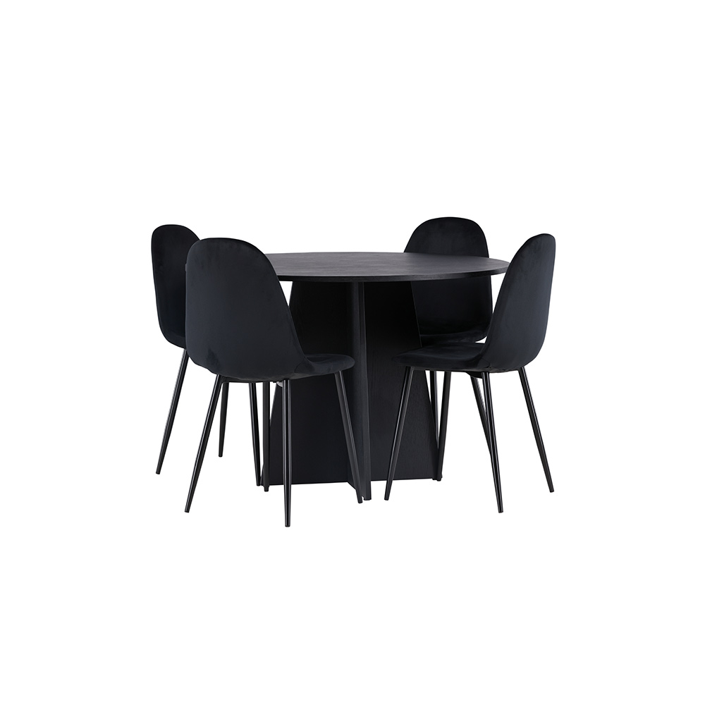 Matgrupp Venture Home Bootcut Ø110 cm med 4 Polar Stolar Sammet